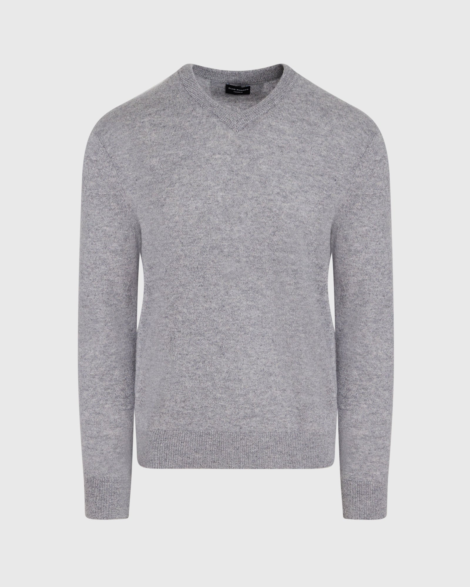 CLUB MONACO - Lightweight Cashmere V-Neck Sweater - Heather Grey