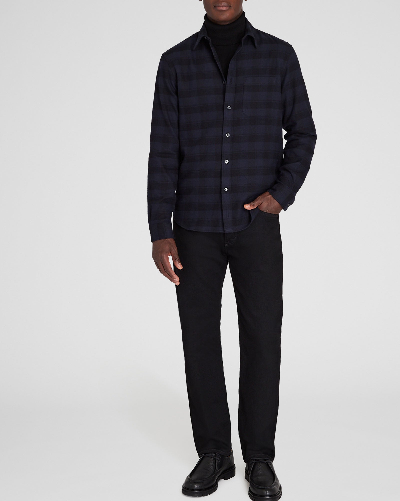 CLUB MONACO - Chemise légère en flanelle - Marine