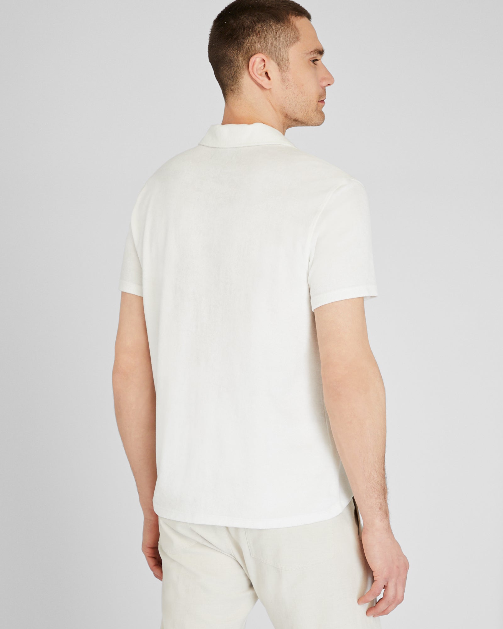 CLUB MONACO - Loop Terry Johnny Collar Polo - White