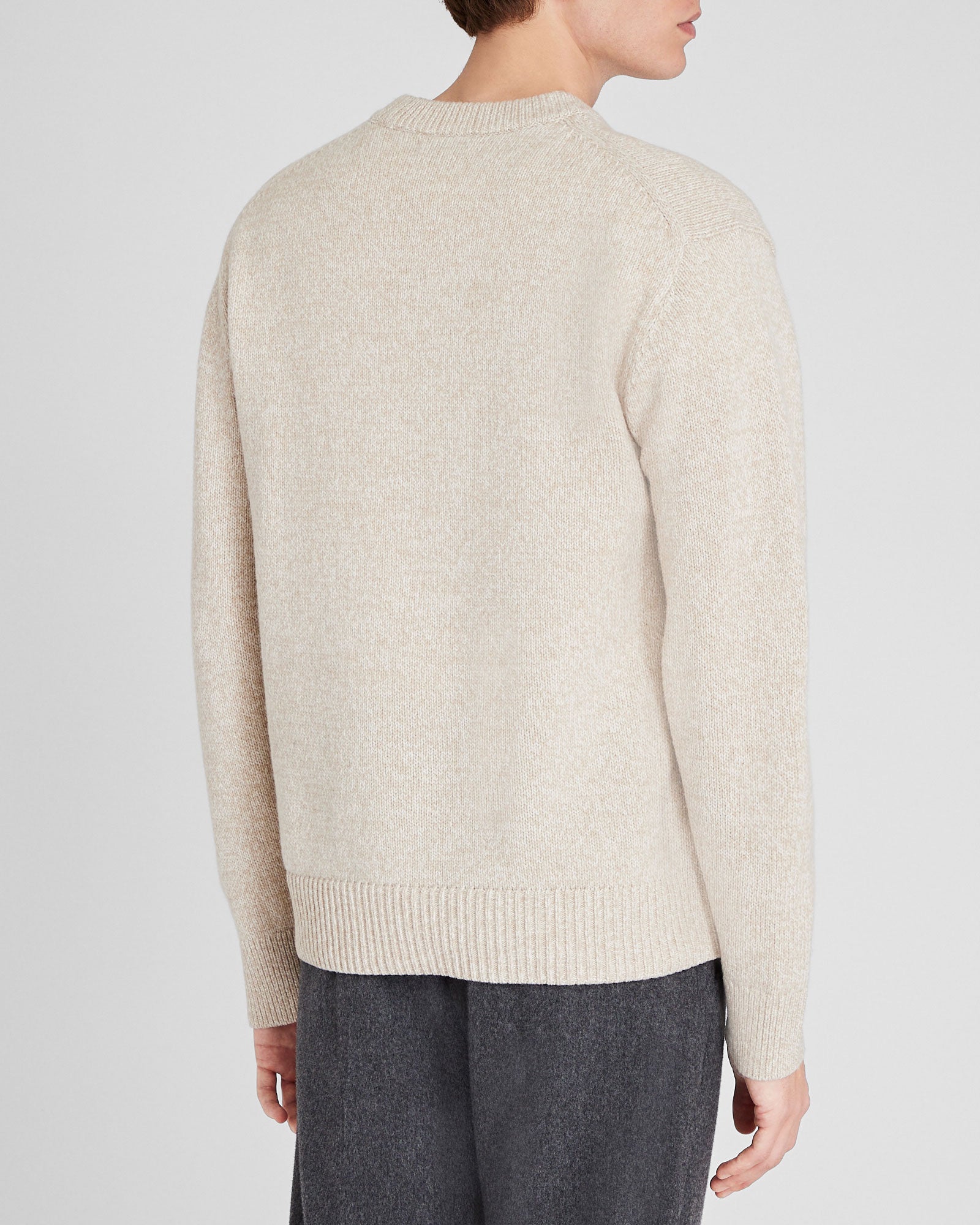 CLUB MONACO - Chandail ras du cou en laine chinée - Mélange beige