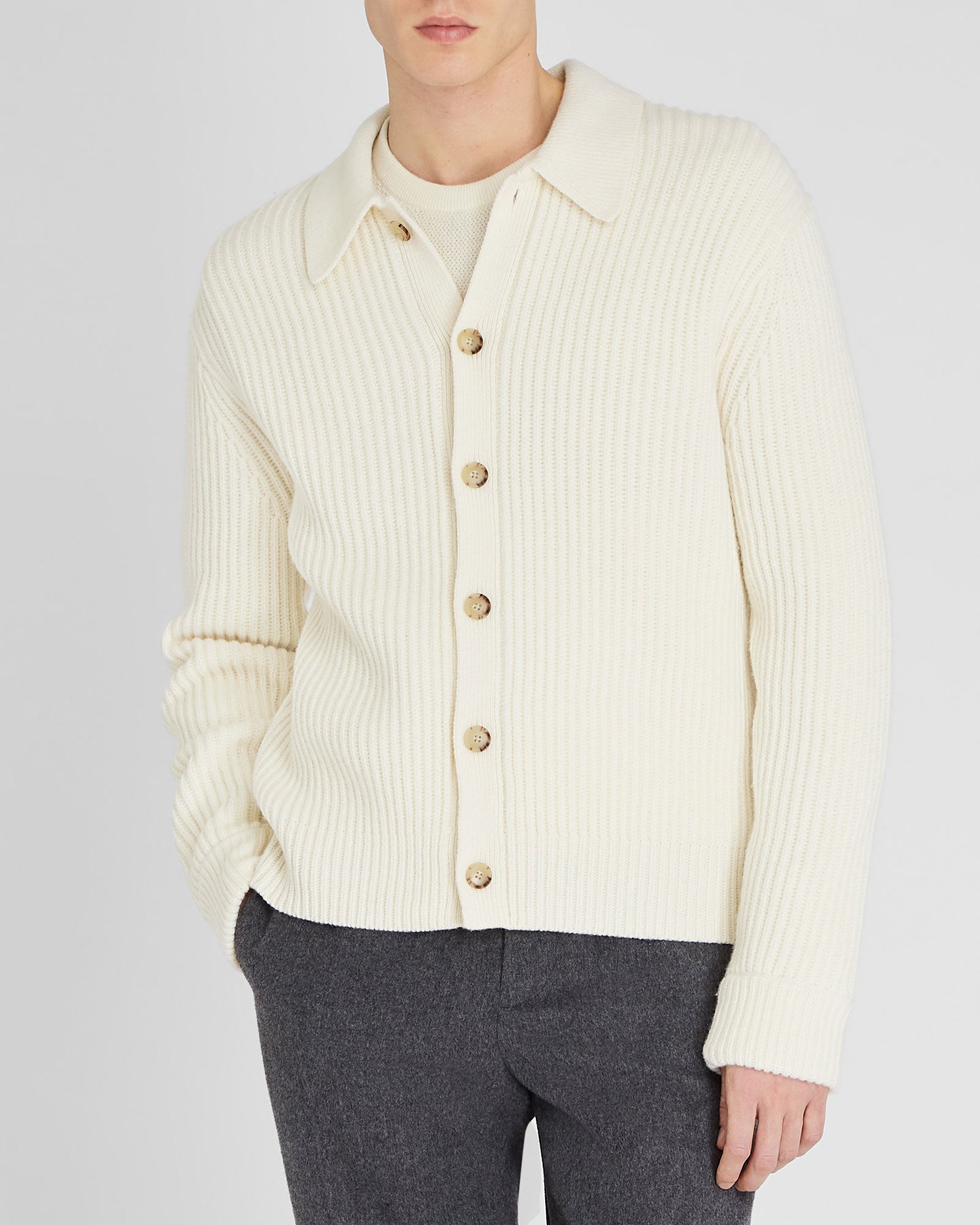 CLUB MONACO - Chunky Collar Cardigan - Off White