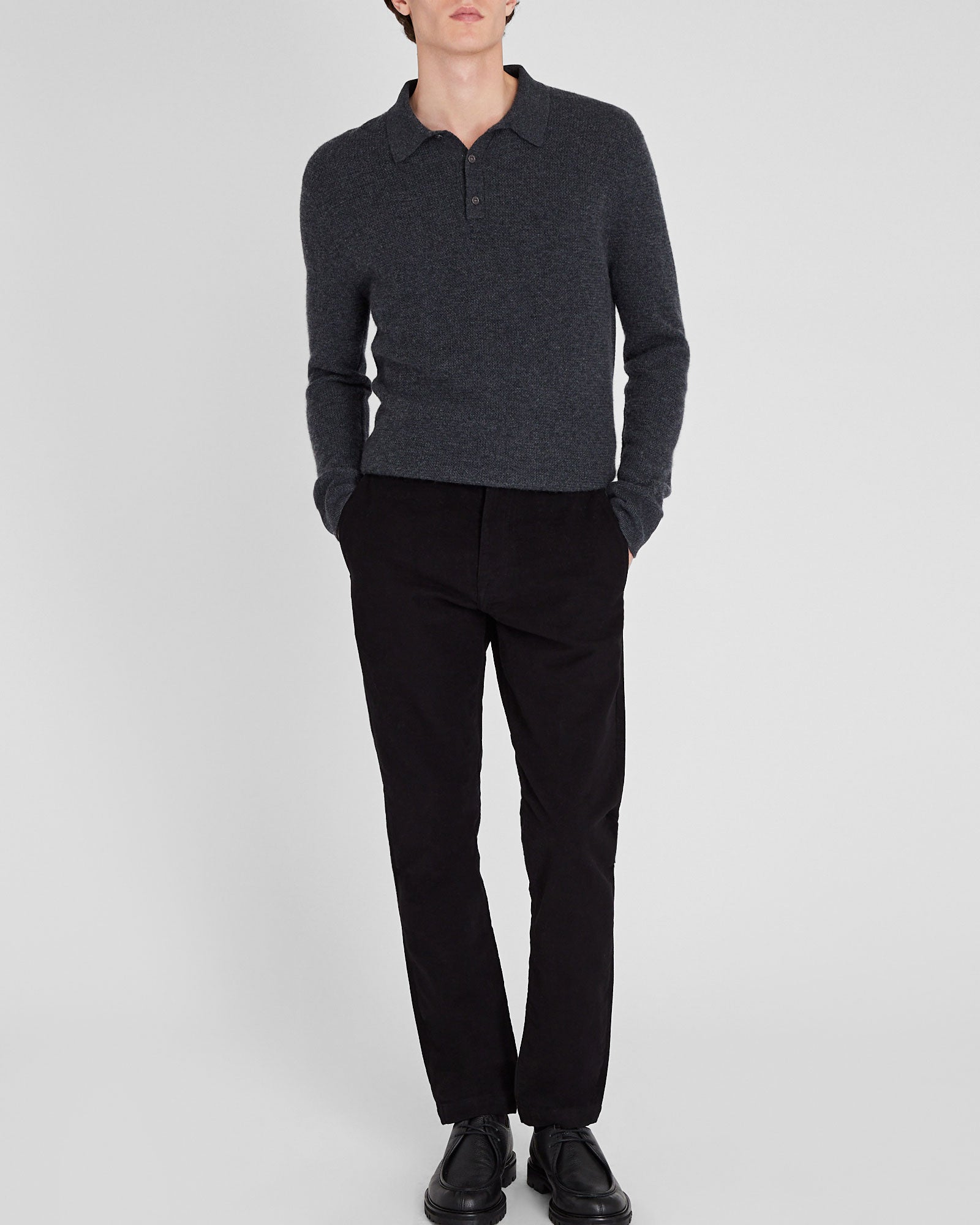 CLUB MONACO - Pantalon coupe droite en moleskine - Noir