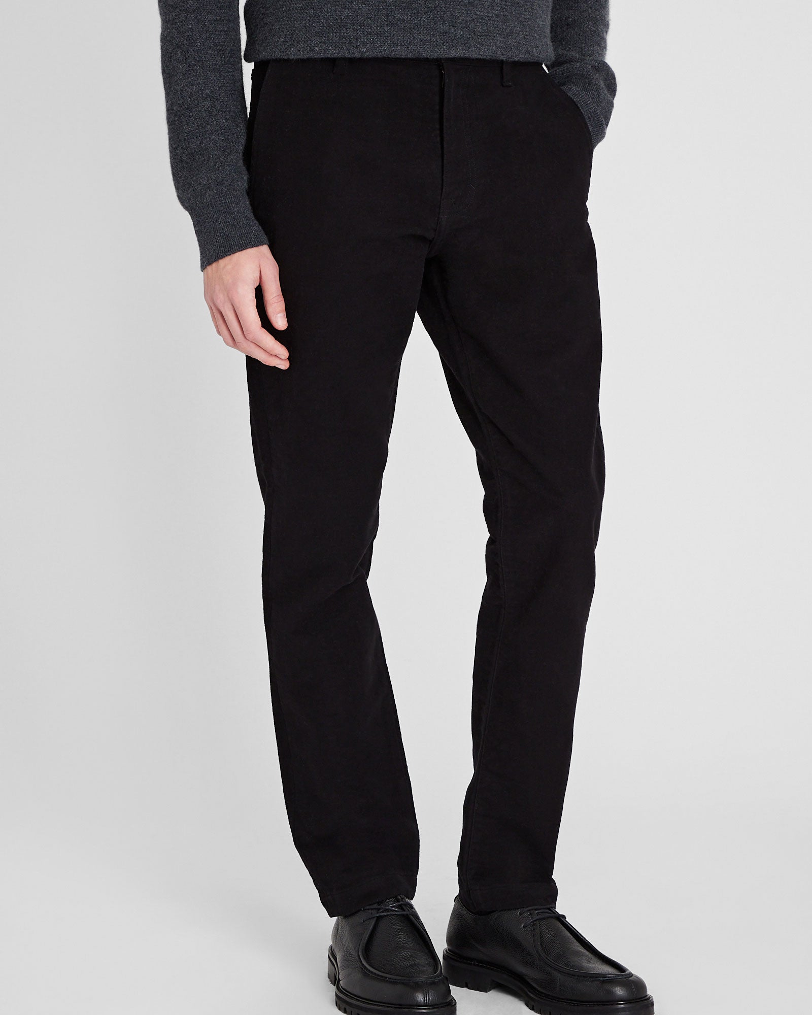 CLUB MONACO - Pantalon coupe droite en moleskine - Noir