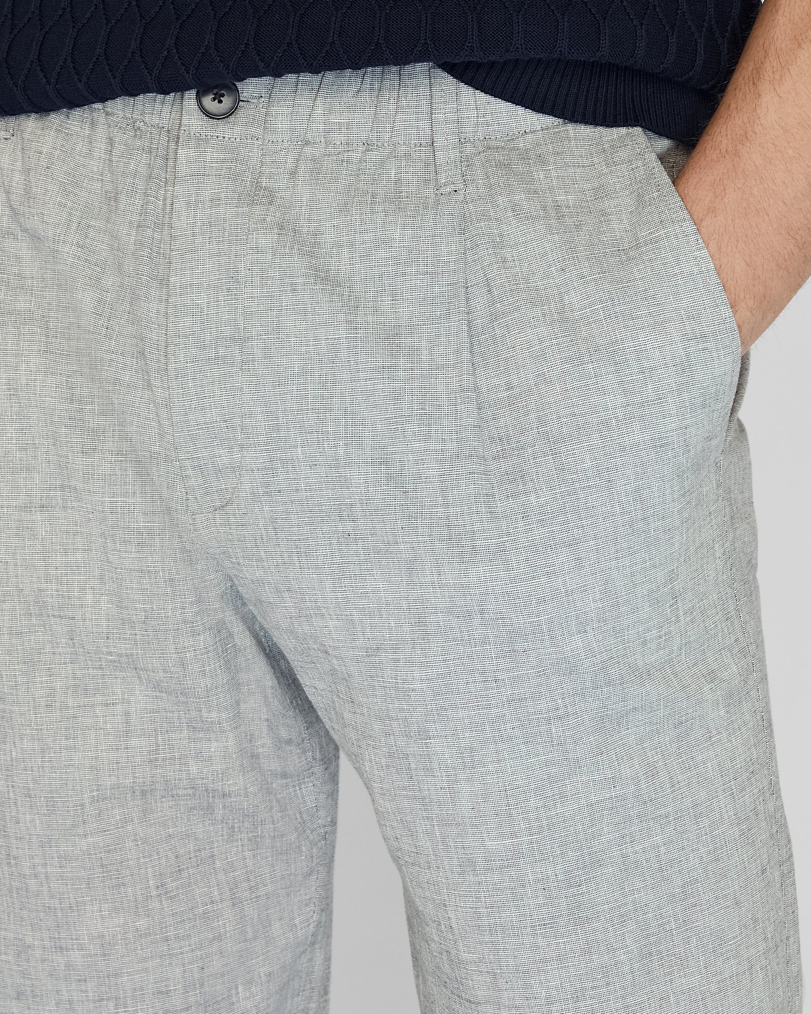 CLUB MONACO - Linen Elasticated Trouser - Bleu moyen