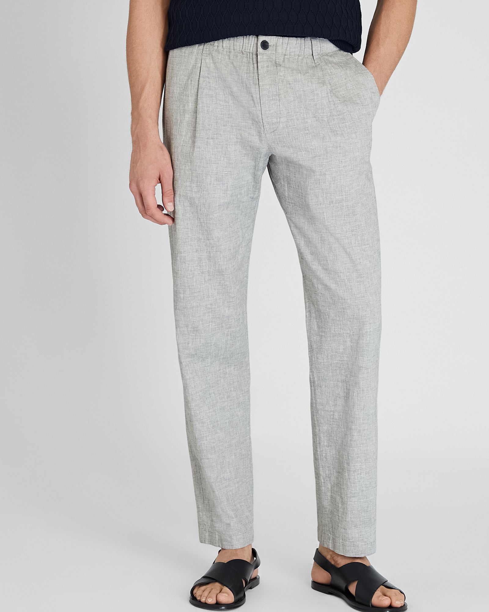 CLUB MONACO - Linen Elasticated Trouser - Bleu moyen