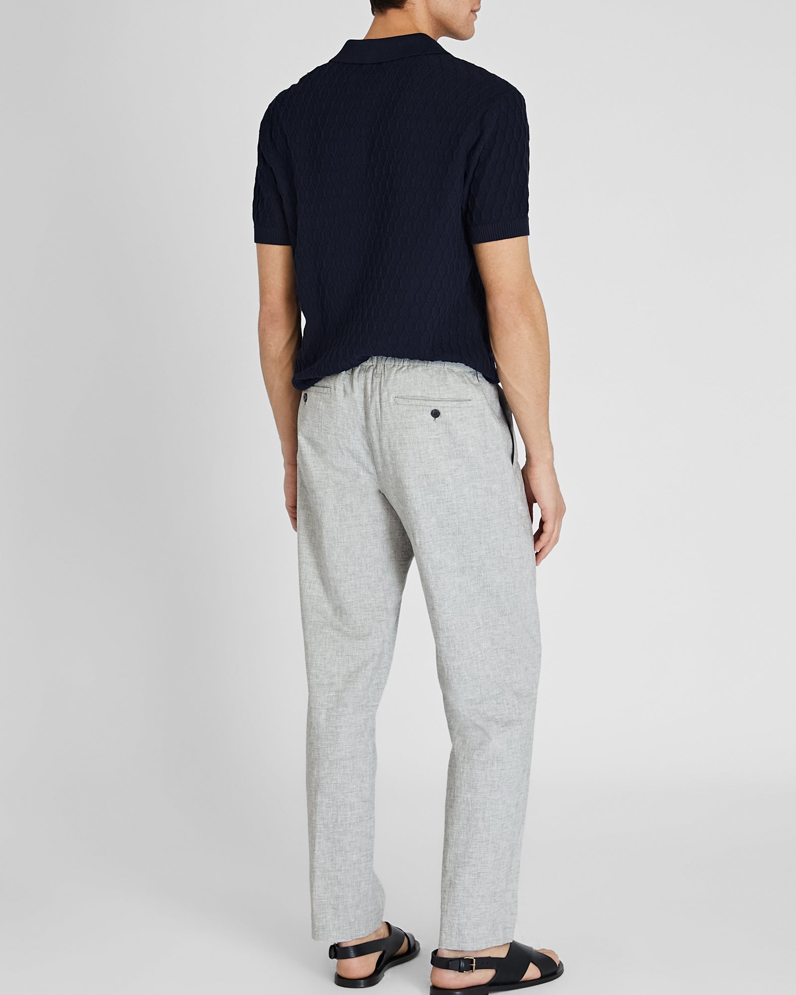 CLUB MONACO - Linen Elasticated Trouser - Bleu moyen