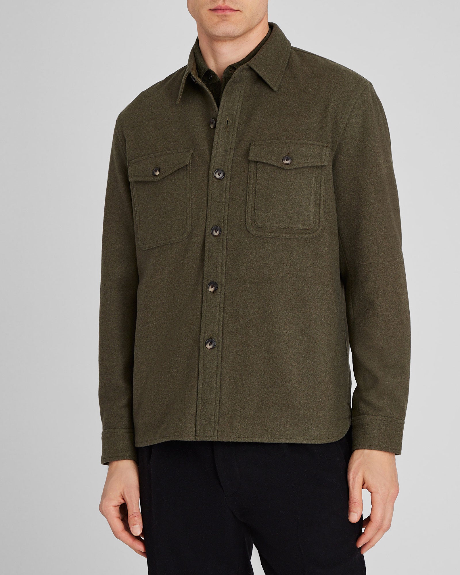 CLUB MONACO - Textured Utility Shirt Jacket - Olive