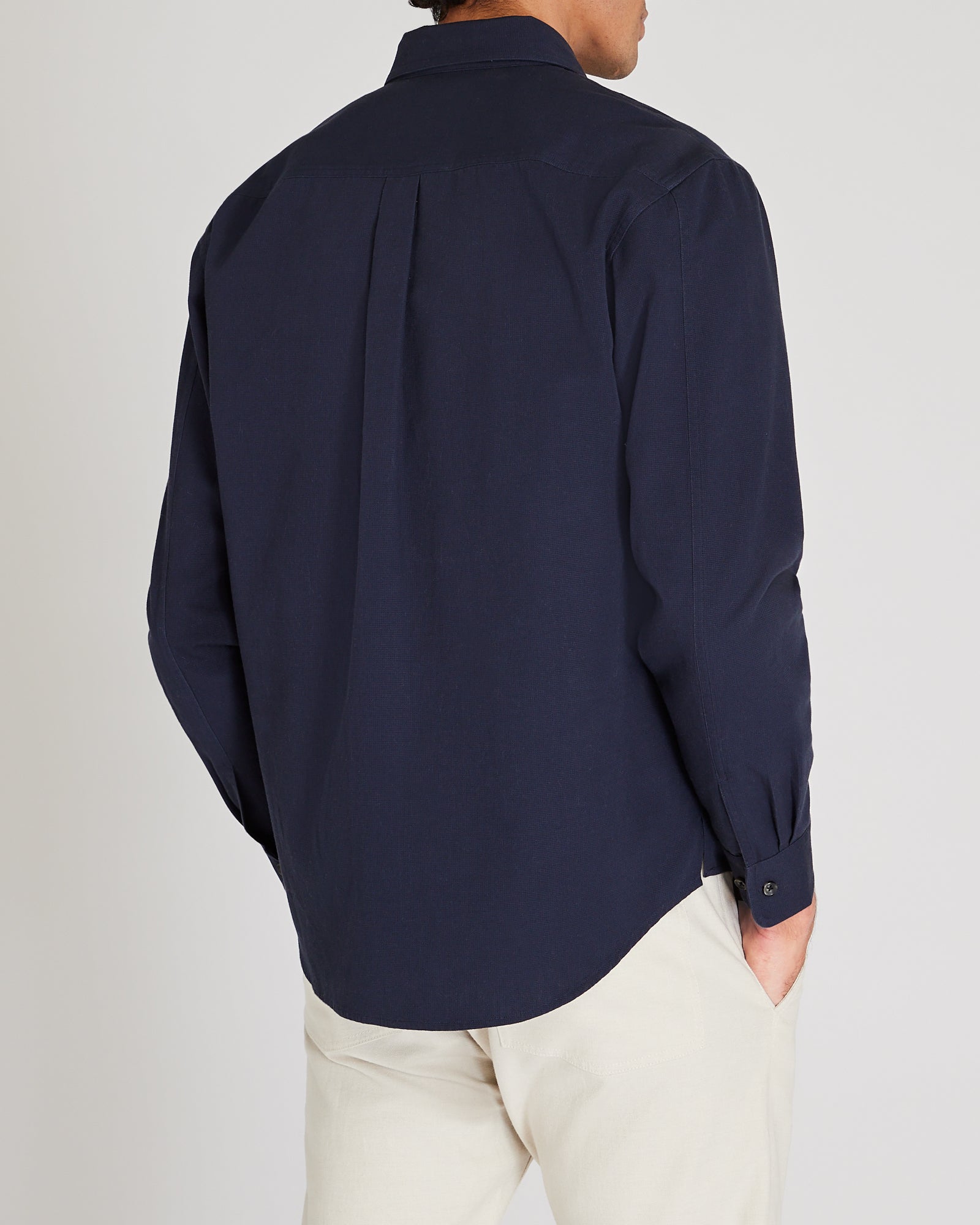 CLUB MONACO - Long-Sleeve Standard Texture Shirt - Dark Blue