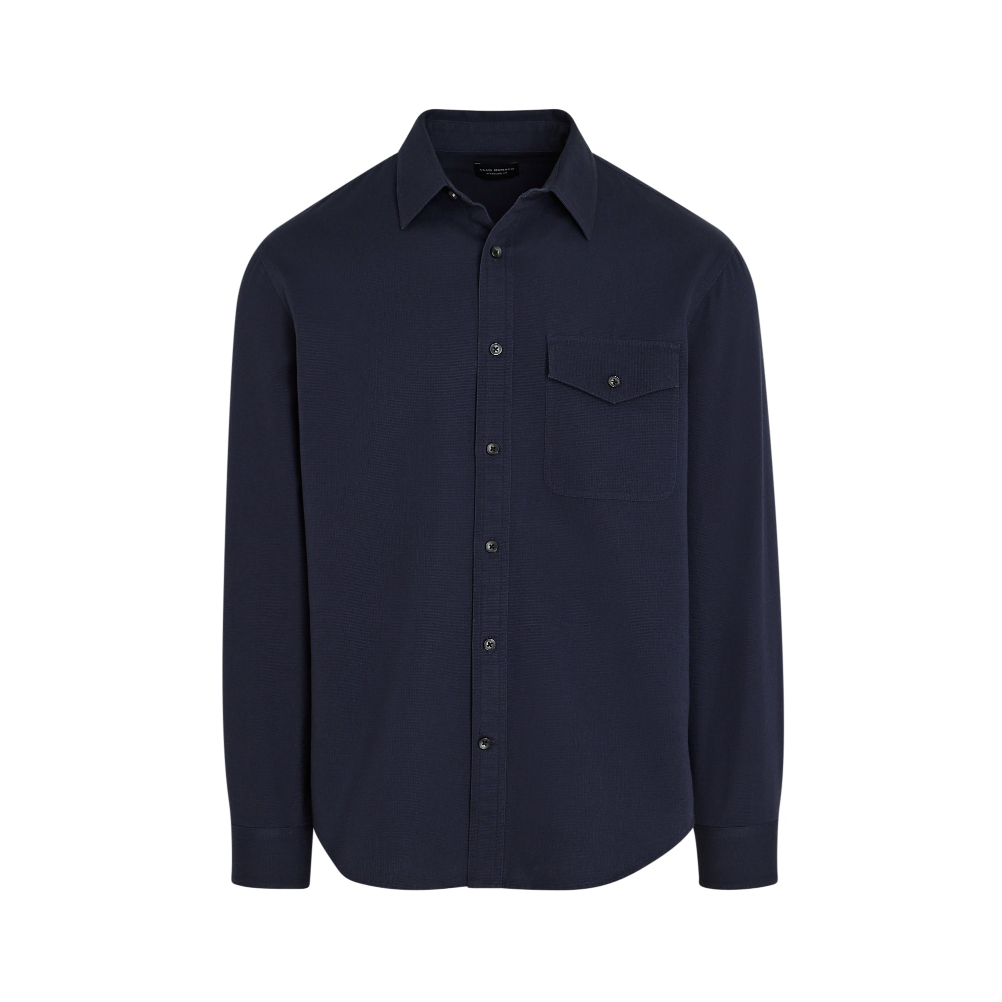 CLUB MONACO - Long-Sleeve Standard Texture Shirt - Dark Blue