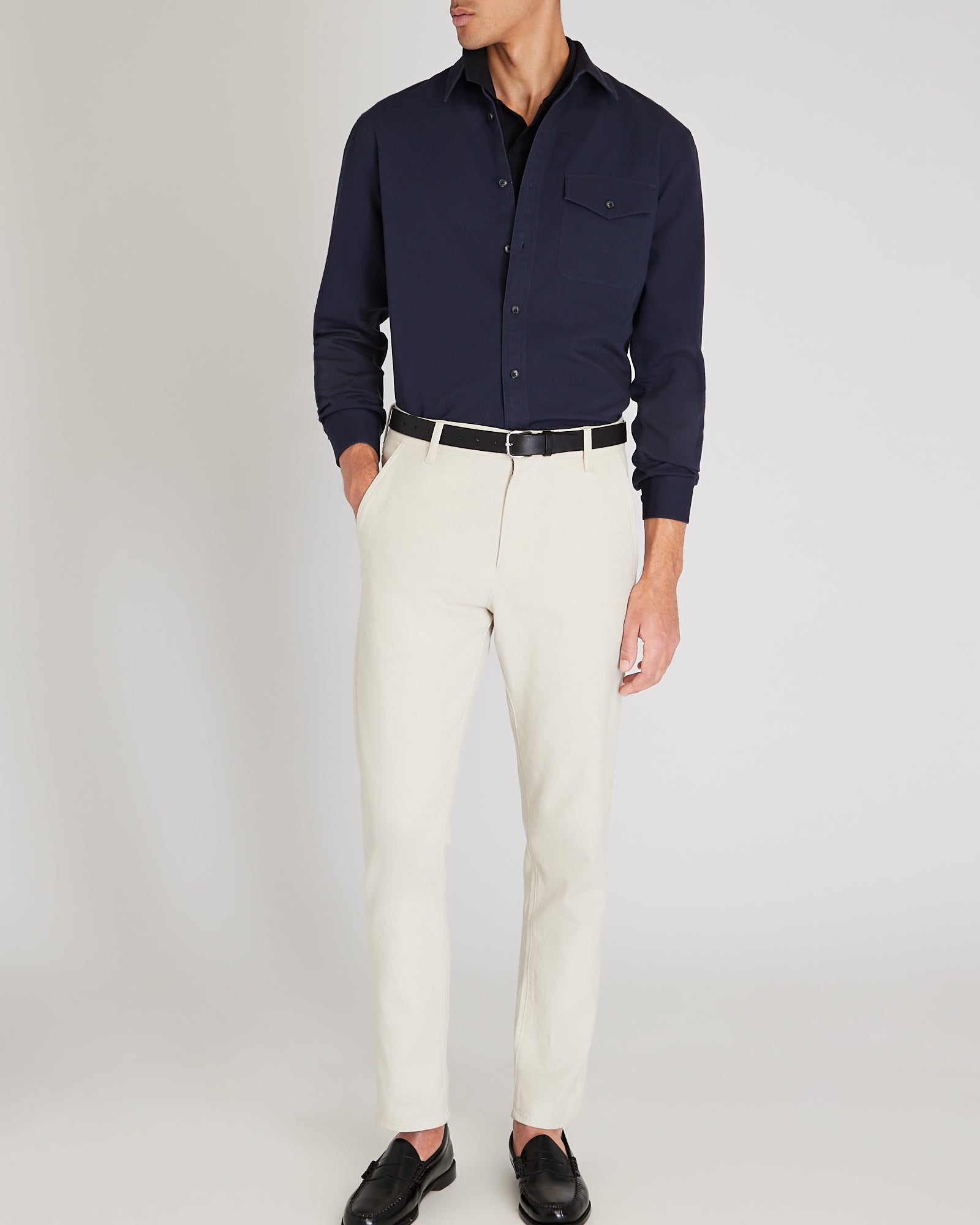 CLUB MONACO - Long-Sleeve Standard Texture Shirt - Dark Blue