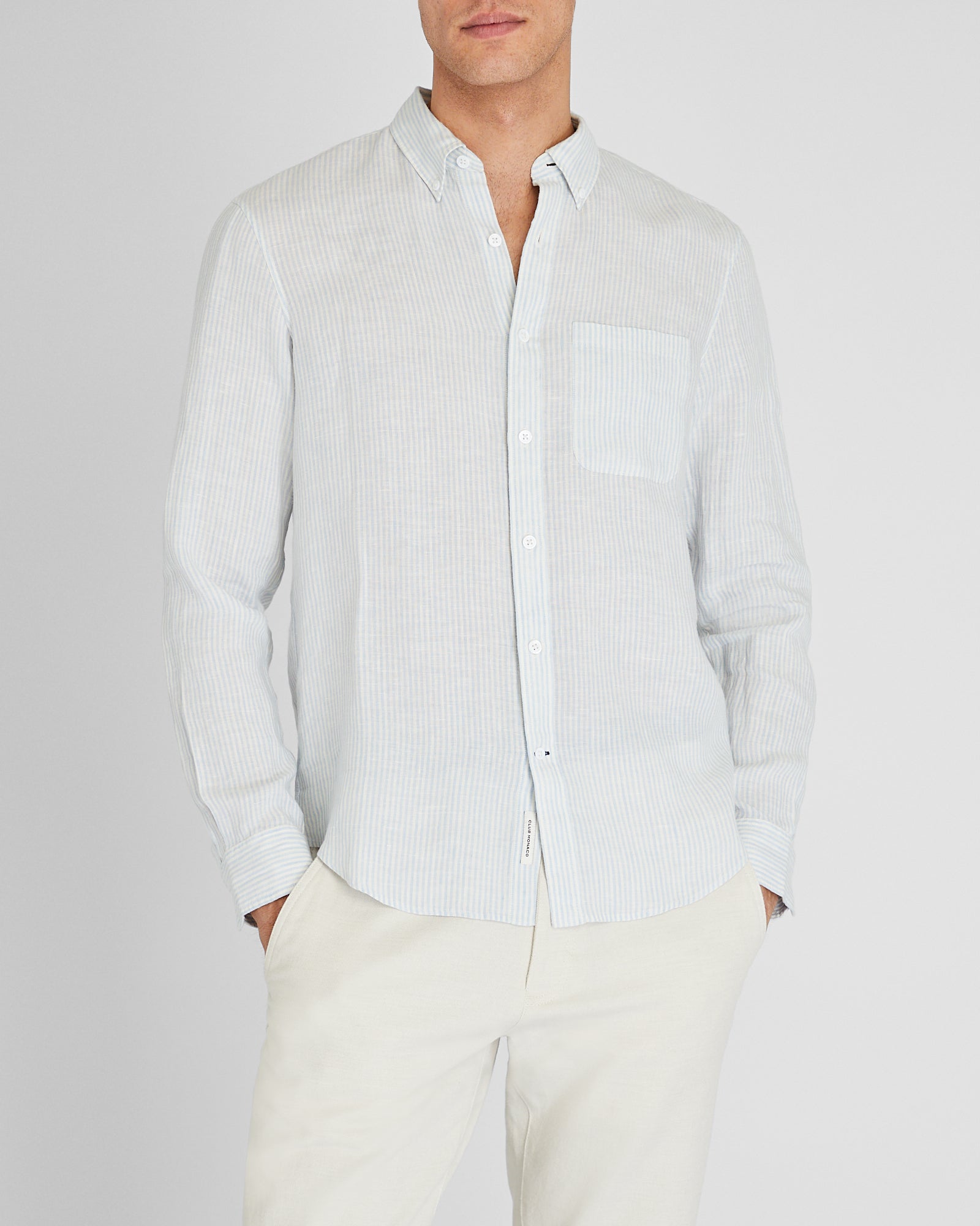 CLUB MONACO - Slim Long-Sleeve Button-Down Linen Shirt - Taupe