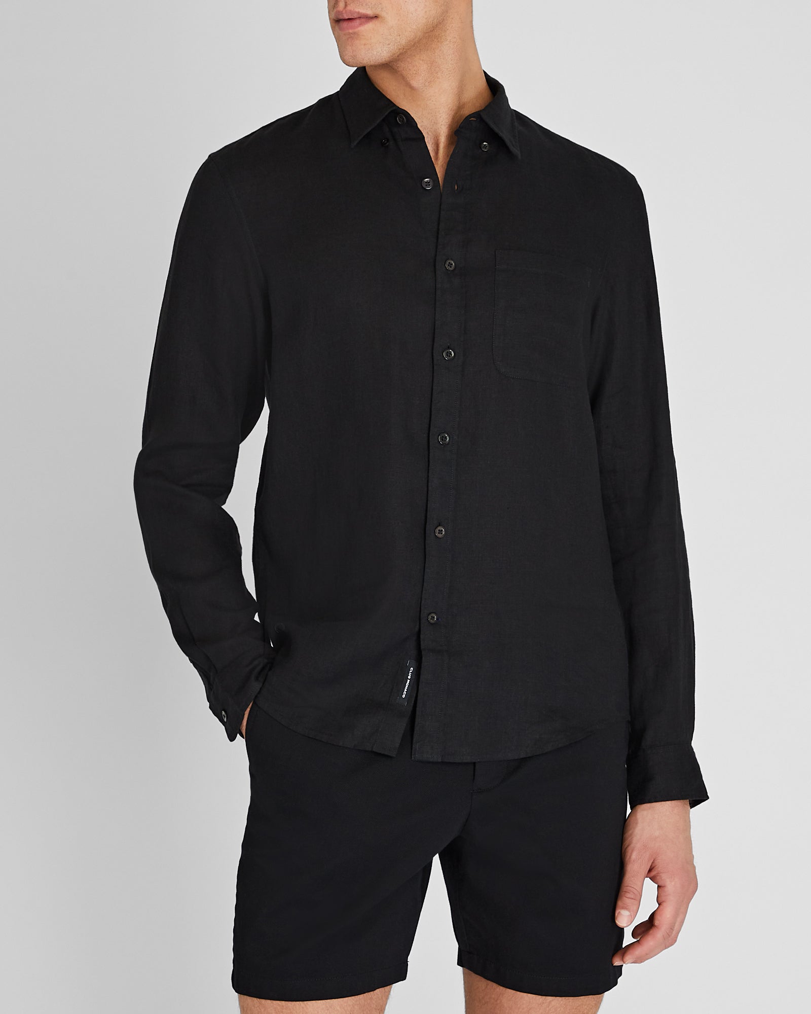 CLUB MONACO - Slim Long-Sleeve Button-Down Linen Shirt - Black
