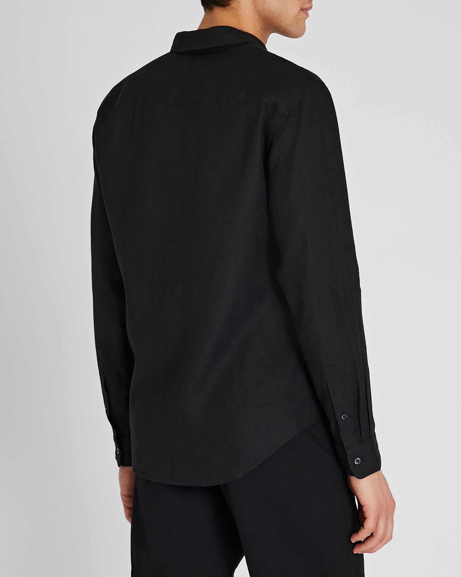CLUB MONACO - Slim Long-Sleeve Button-Down Linen Shirt - Black