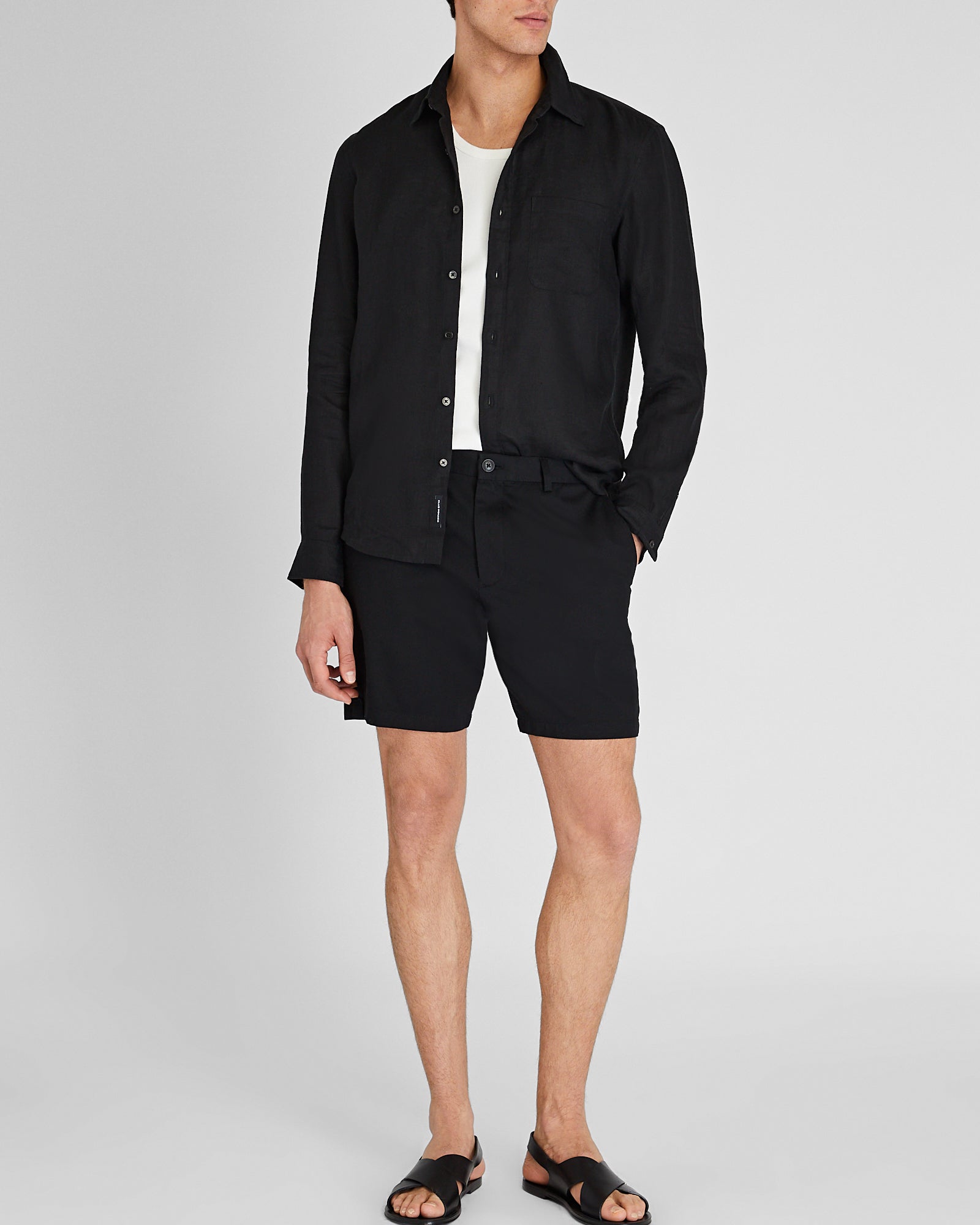 CLUB MONACO - Slim Long-Sleeve Button-Down Linen Shirt - Black