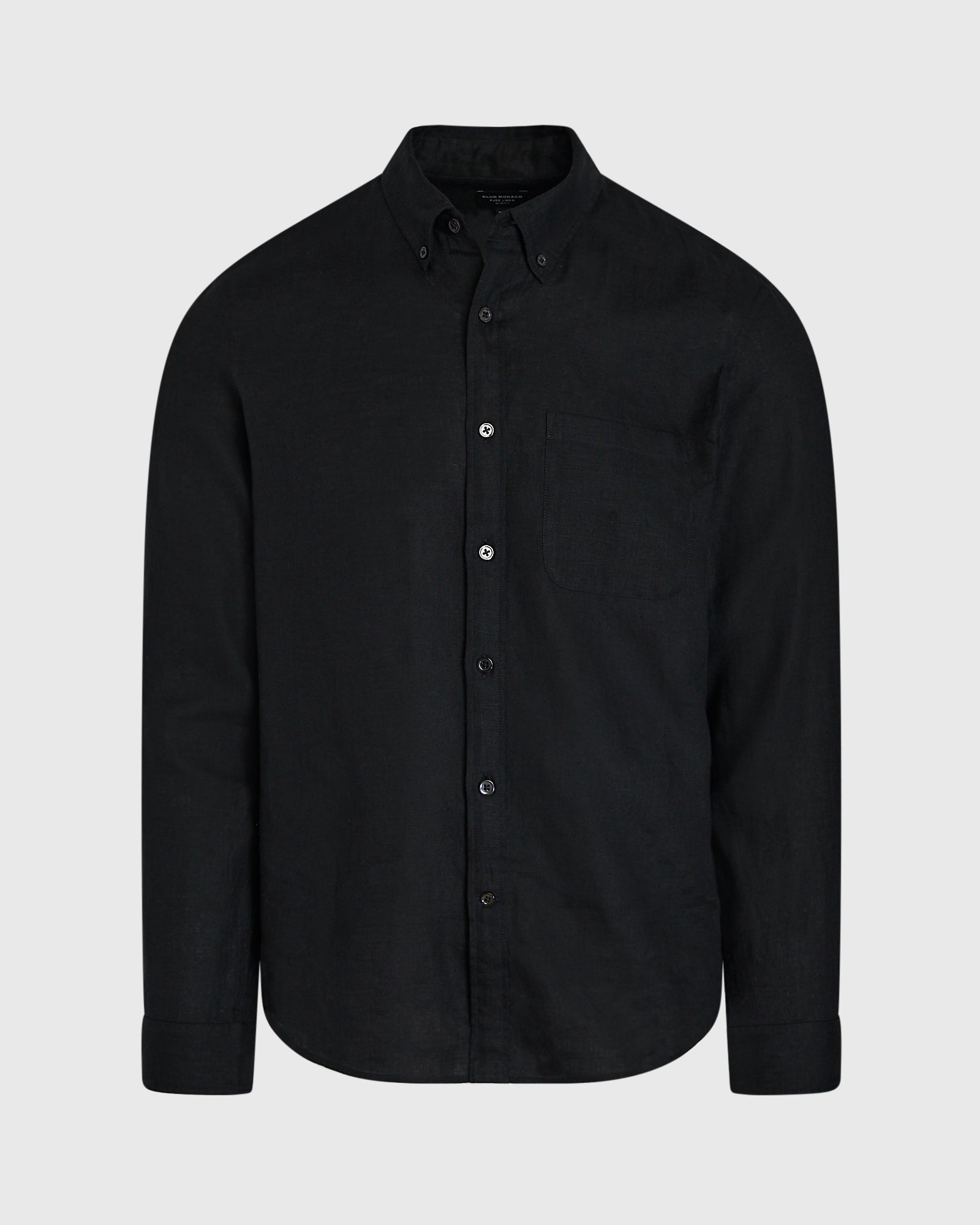 CLUB MONACO - Slim Long-Sleeve Button-Down Linen Shirt - Black