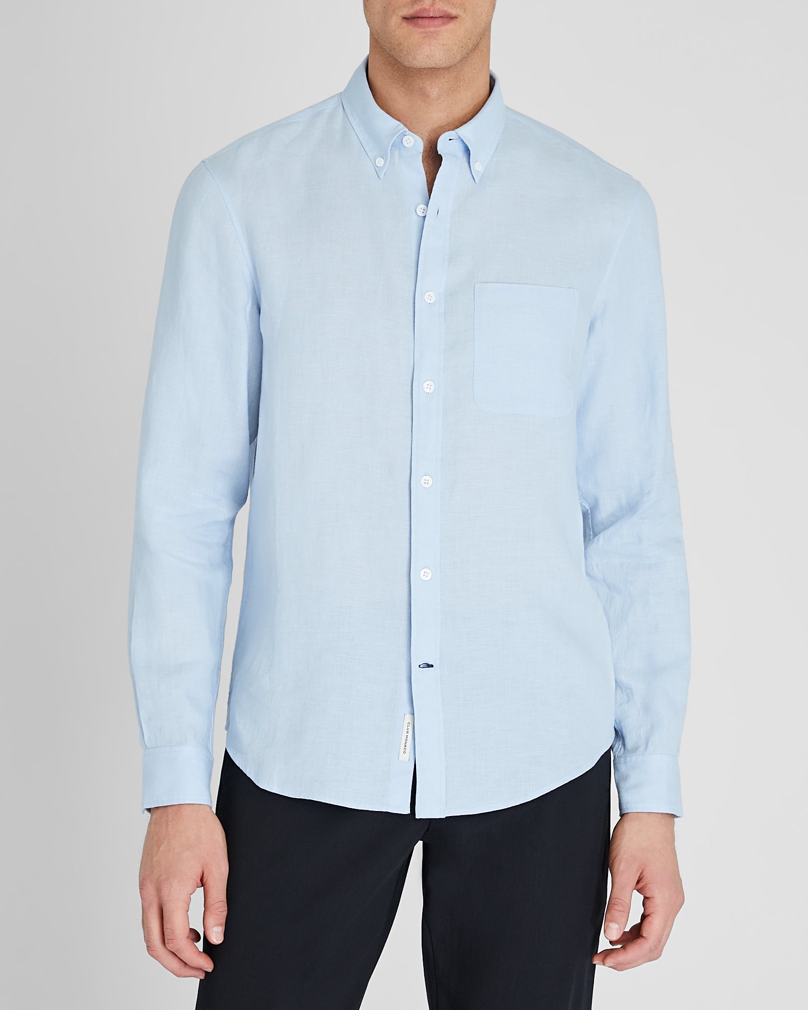 CLUB MONACO - Slim Long-Sleeve Button-Down Linen Shirt - Light Blue