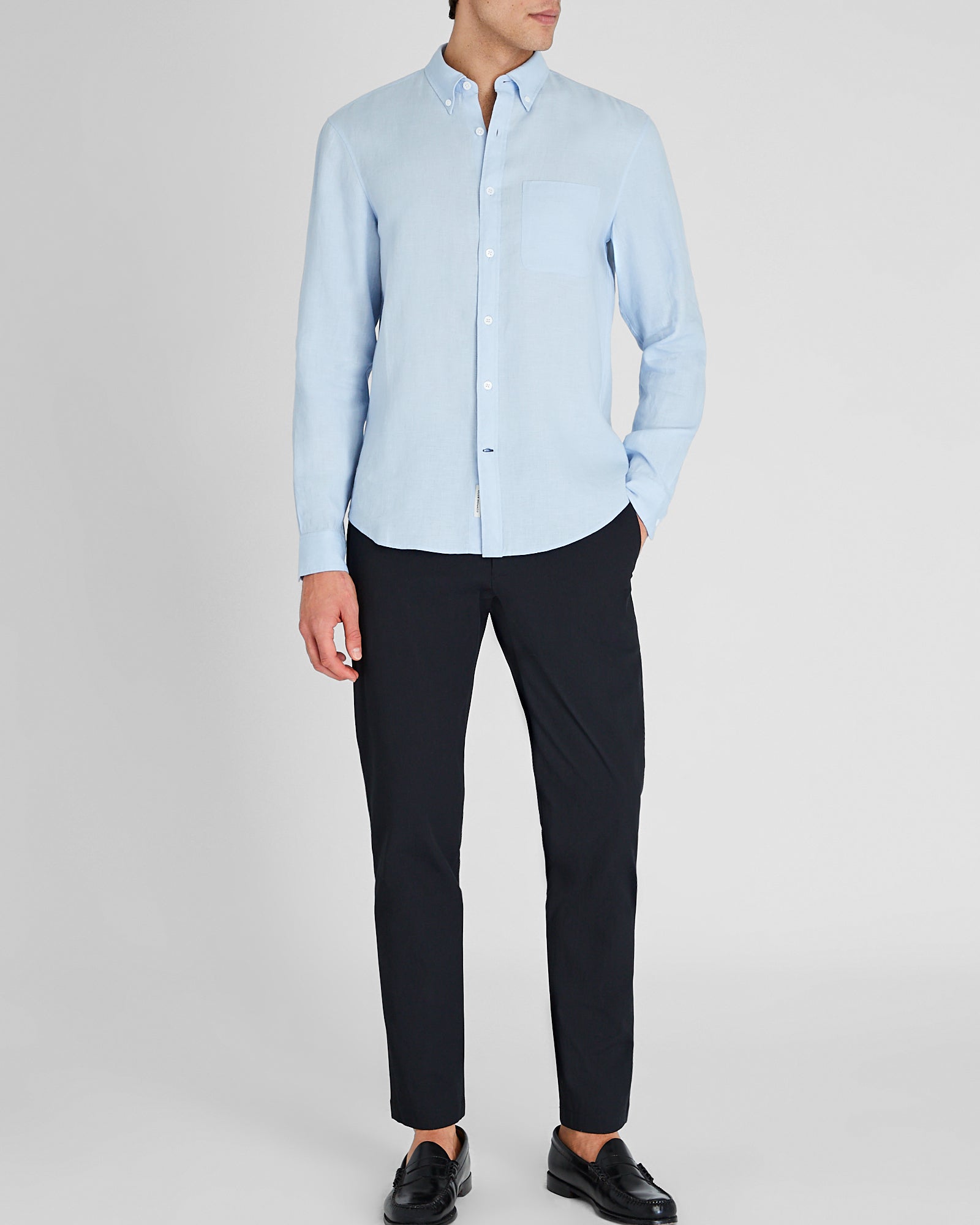 CLUB MONACO - Slim Long-Sleeve Button-Down Linen Shirt - Light Blue