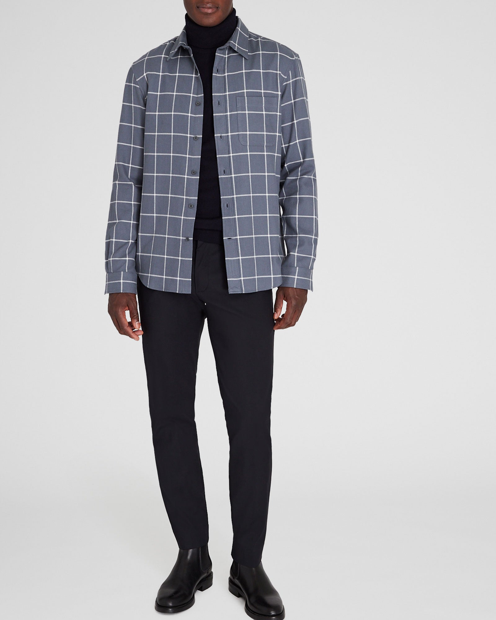 CLUB MONACO - Chemise en flanelle légère - Gris