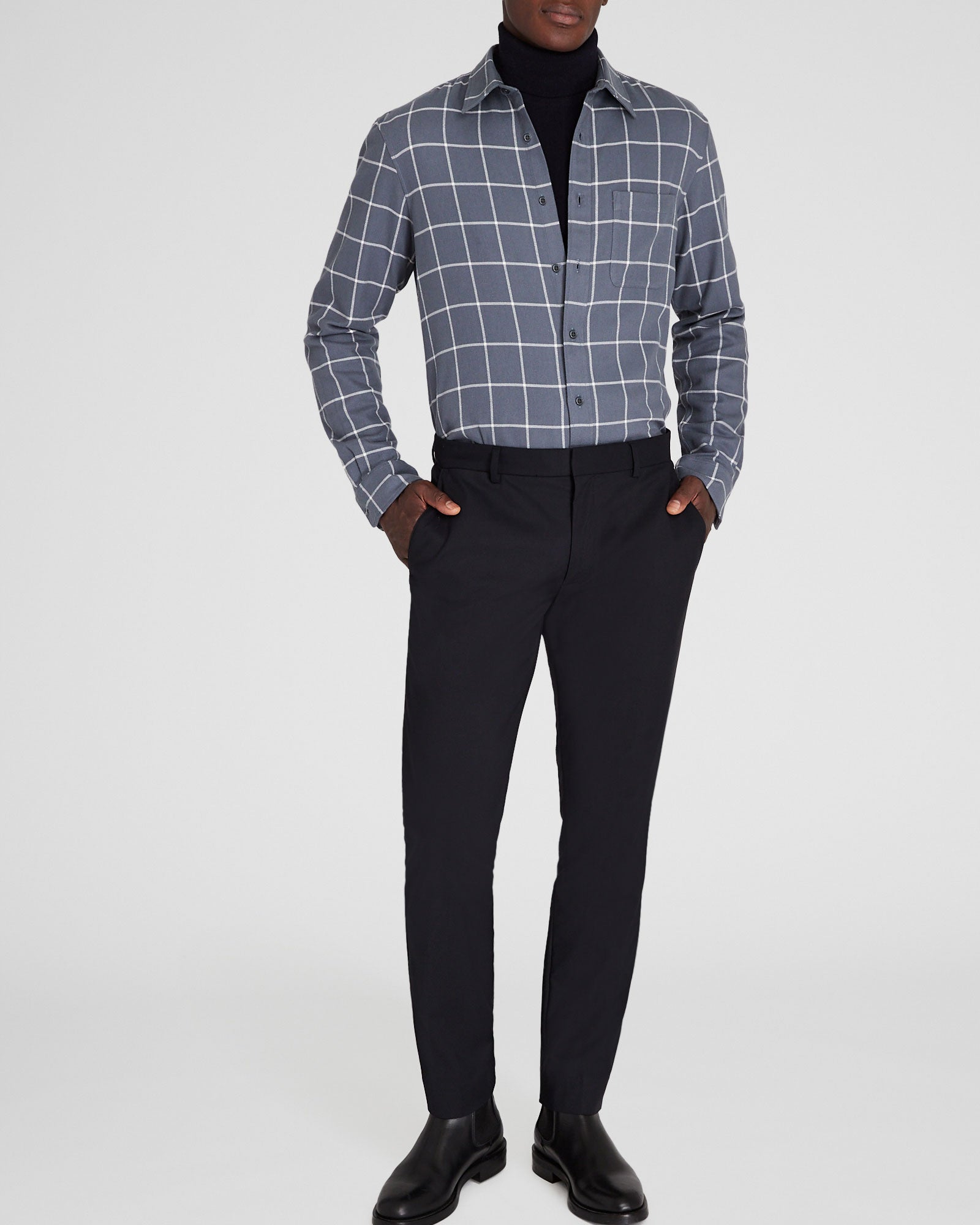 CLUB MONACO - Chemise en flanelle légère - Gris