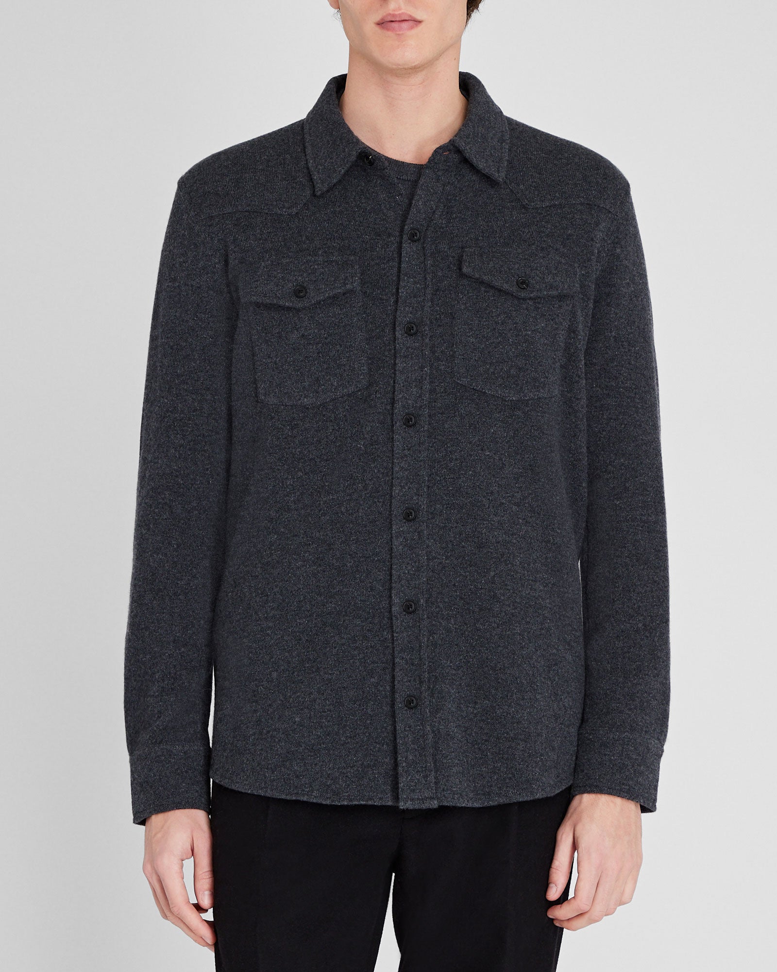 CLUB MONACO - Pull-chemise en cachemire - Anthracite