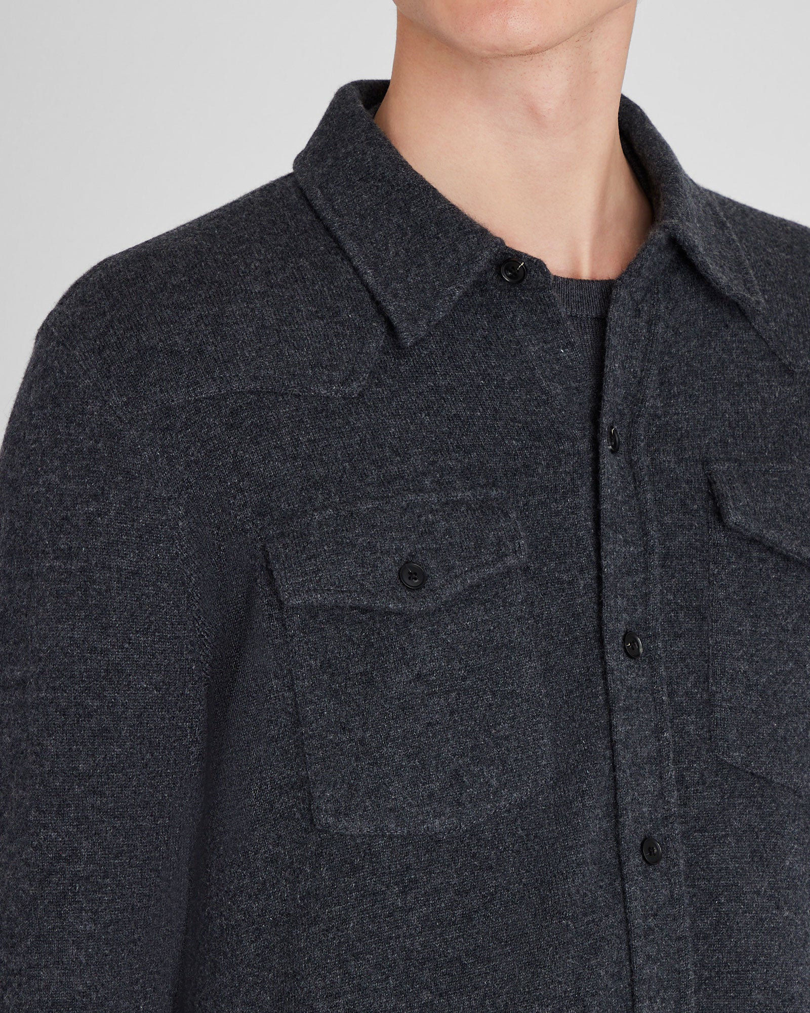CLUB MONACO - Pull-chemise en cachemire - Anthracite