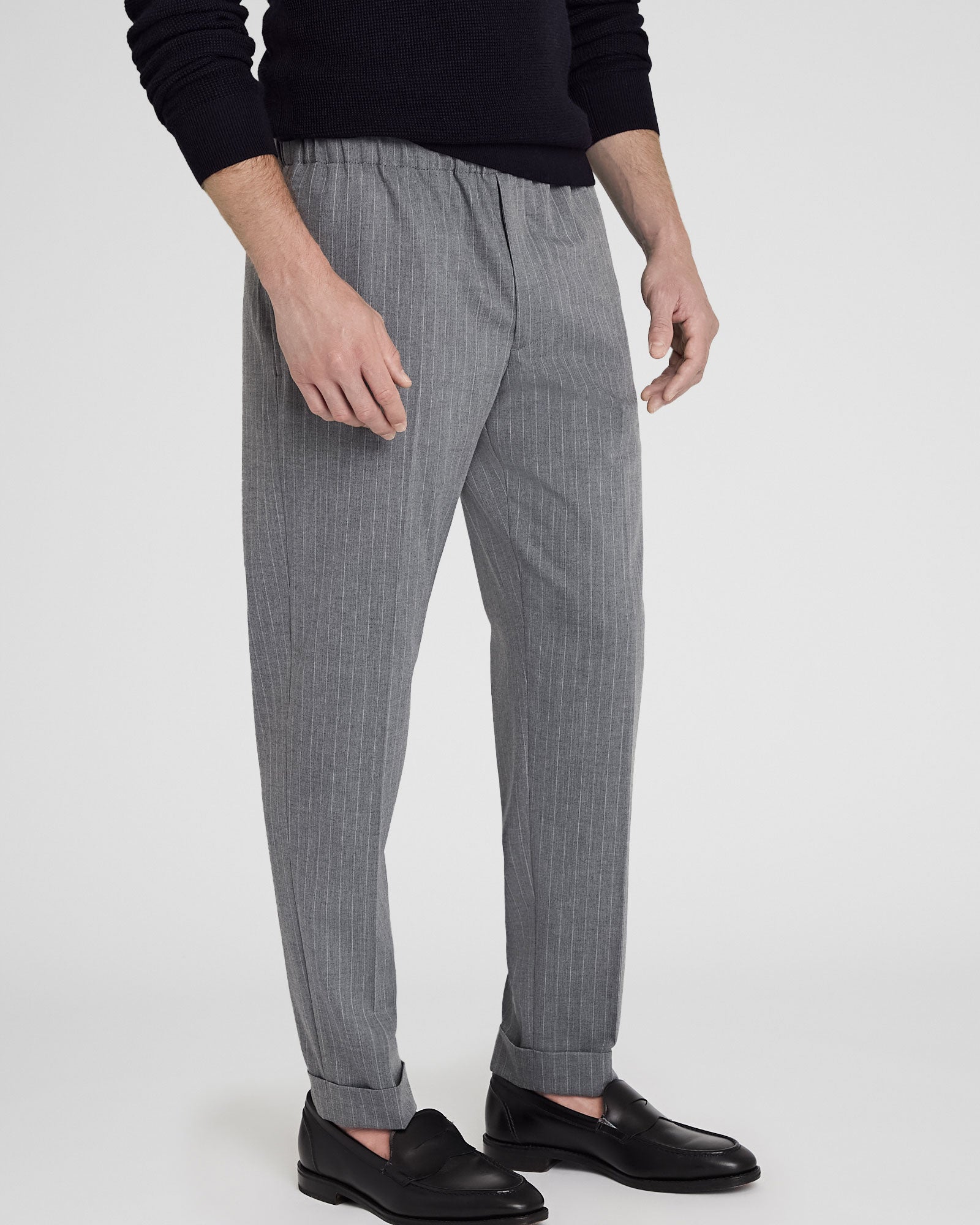 CLUB MONACO - Pantalon élastiqué à motif - Grandes rayures grises