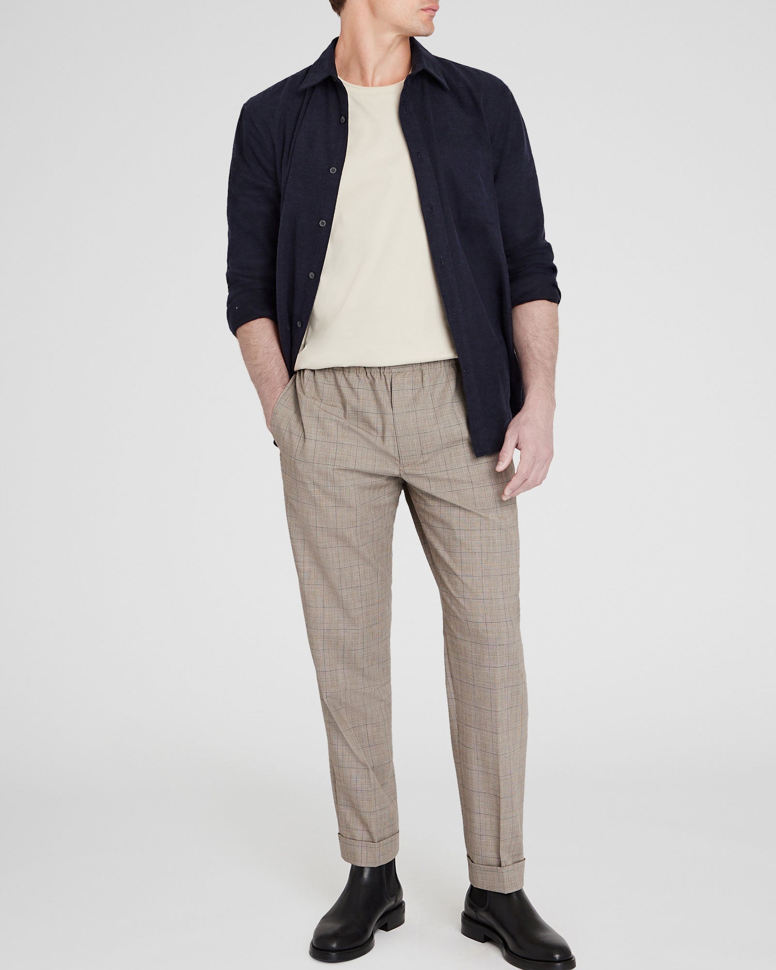 CLUB MONACO - Pantalon élastiqué à motif - Kaki