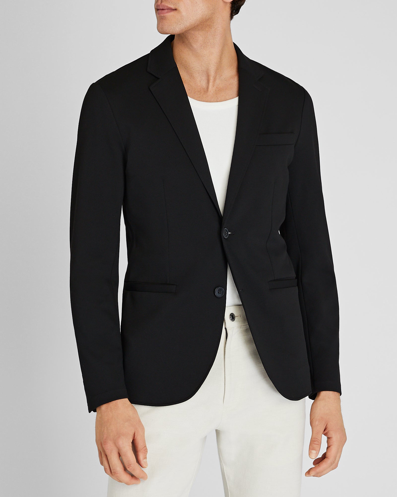 CLUB MONACO - Deconstructed Pique Knit Blazer - Noir
