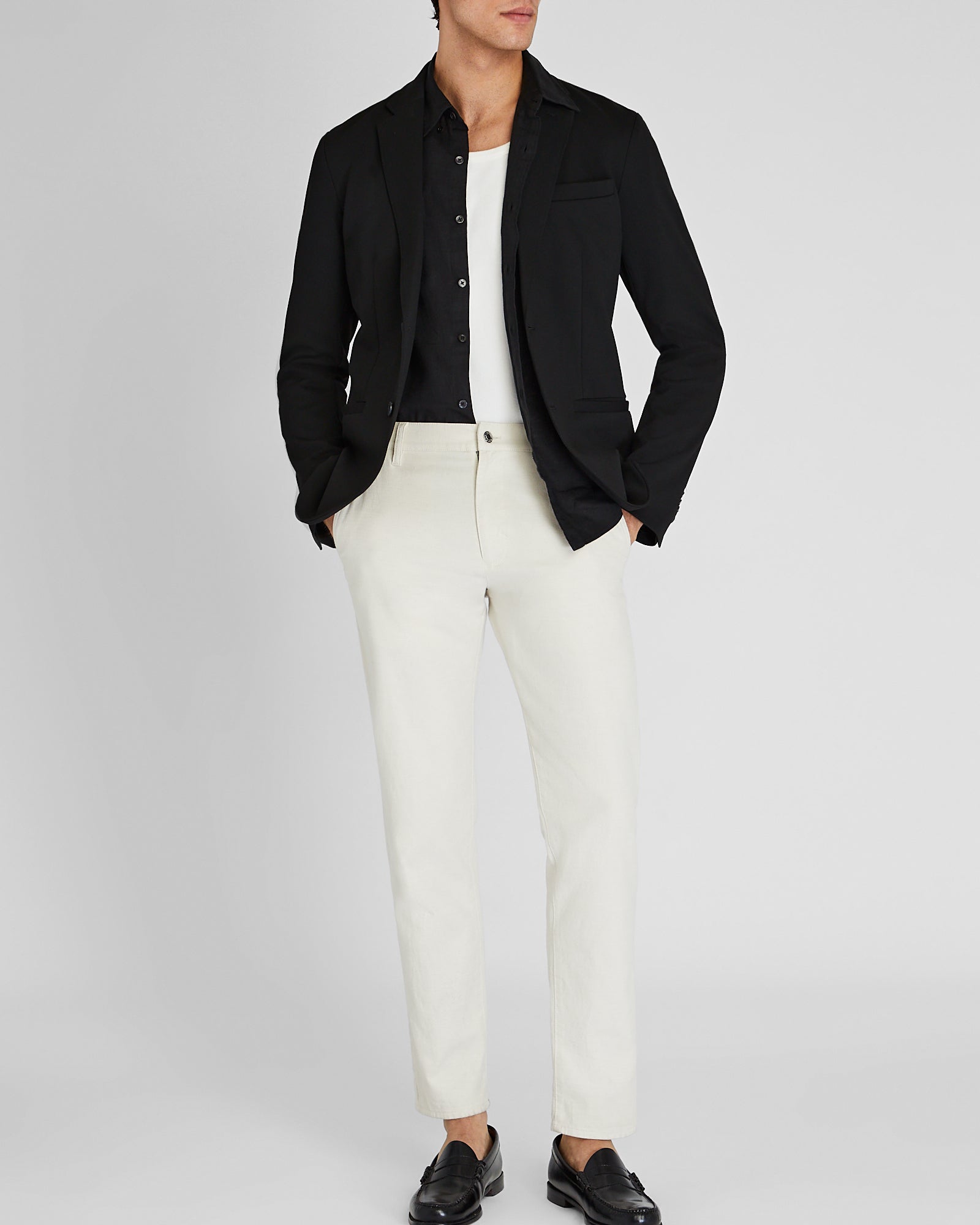 CLUB MONACO - Deconstructed Pique Knit Blazer - Black
