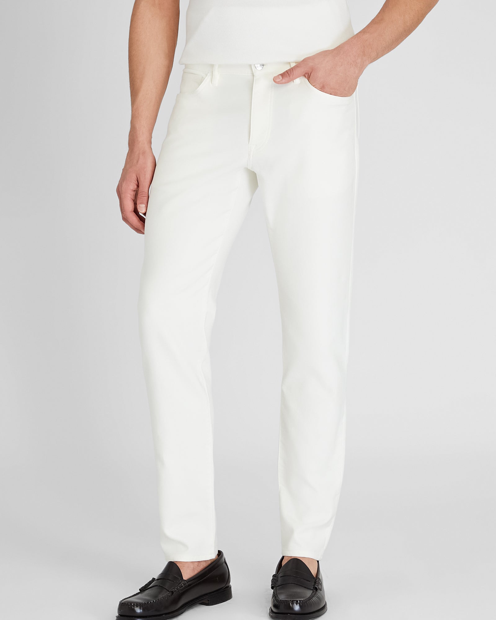 CLUB MONACO - Pantalon 5 poches Connor - Blanc Cassé