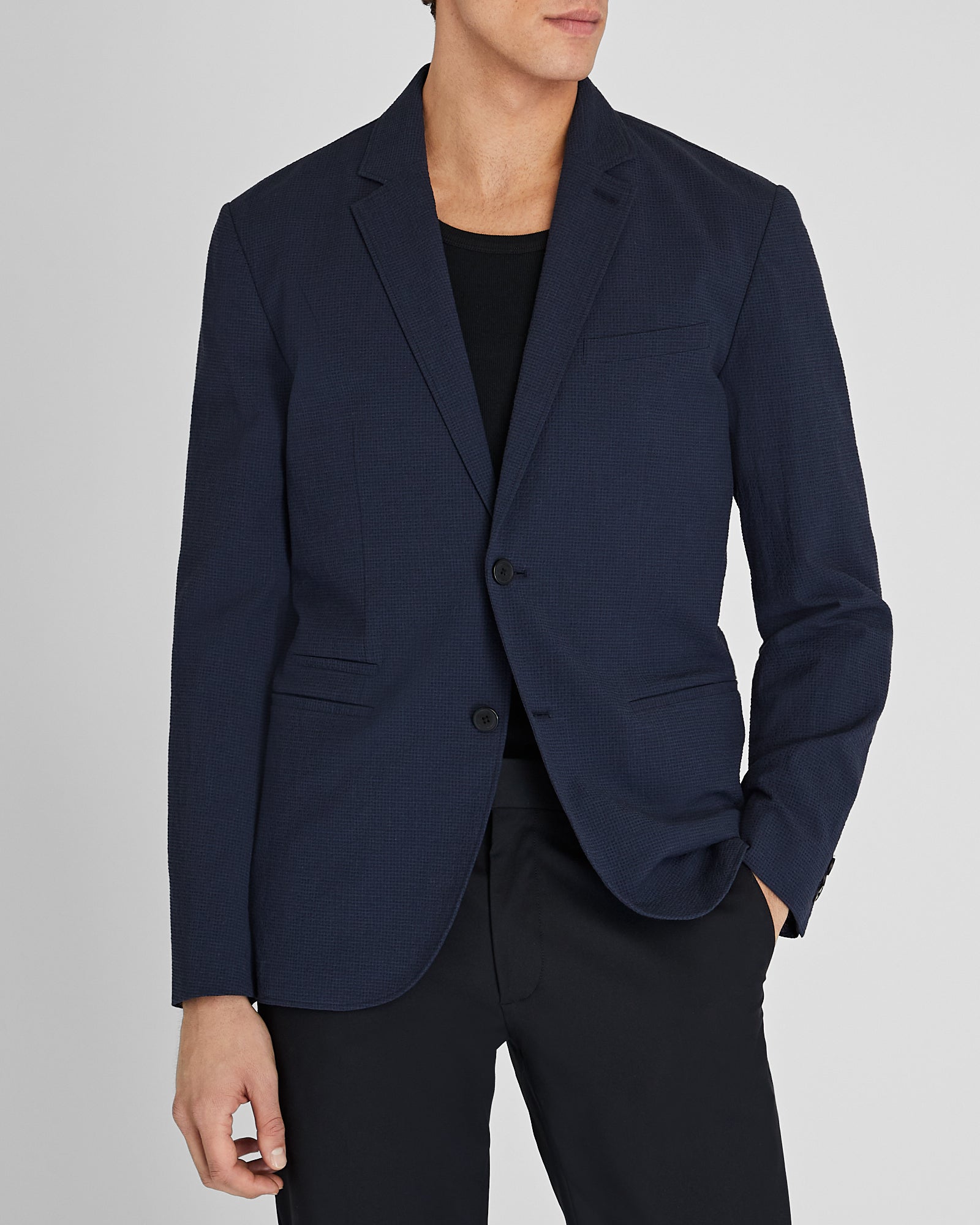CLUB MONACO - Blazer en seersucker déconstruit - Marine