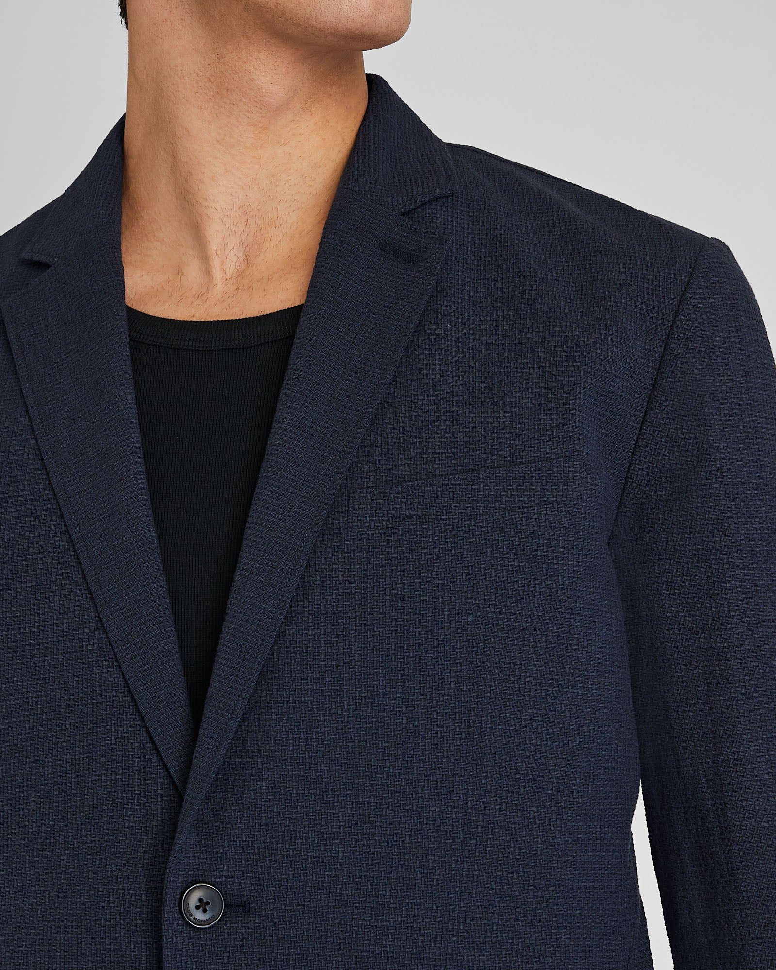 CLUB MONACO - Blazer en seersucker déconstruit - Marine
