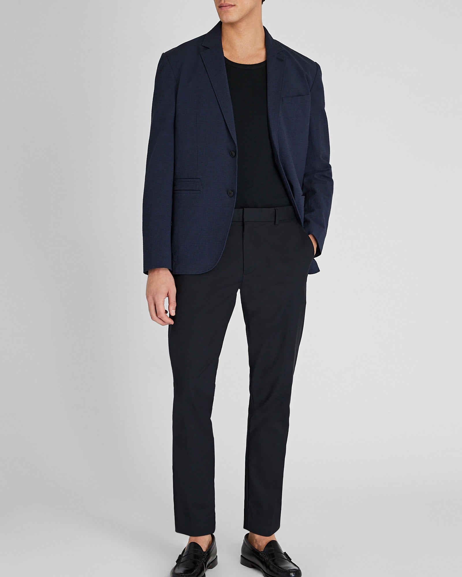 CLUB MONACO - Blazer en seersucker déconstruit - Marine