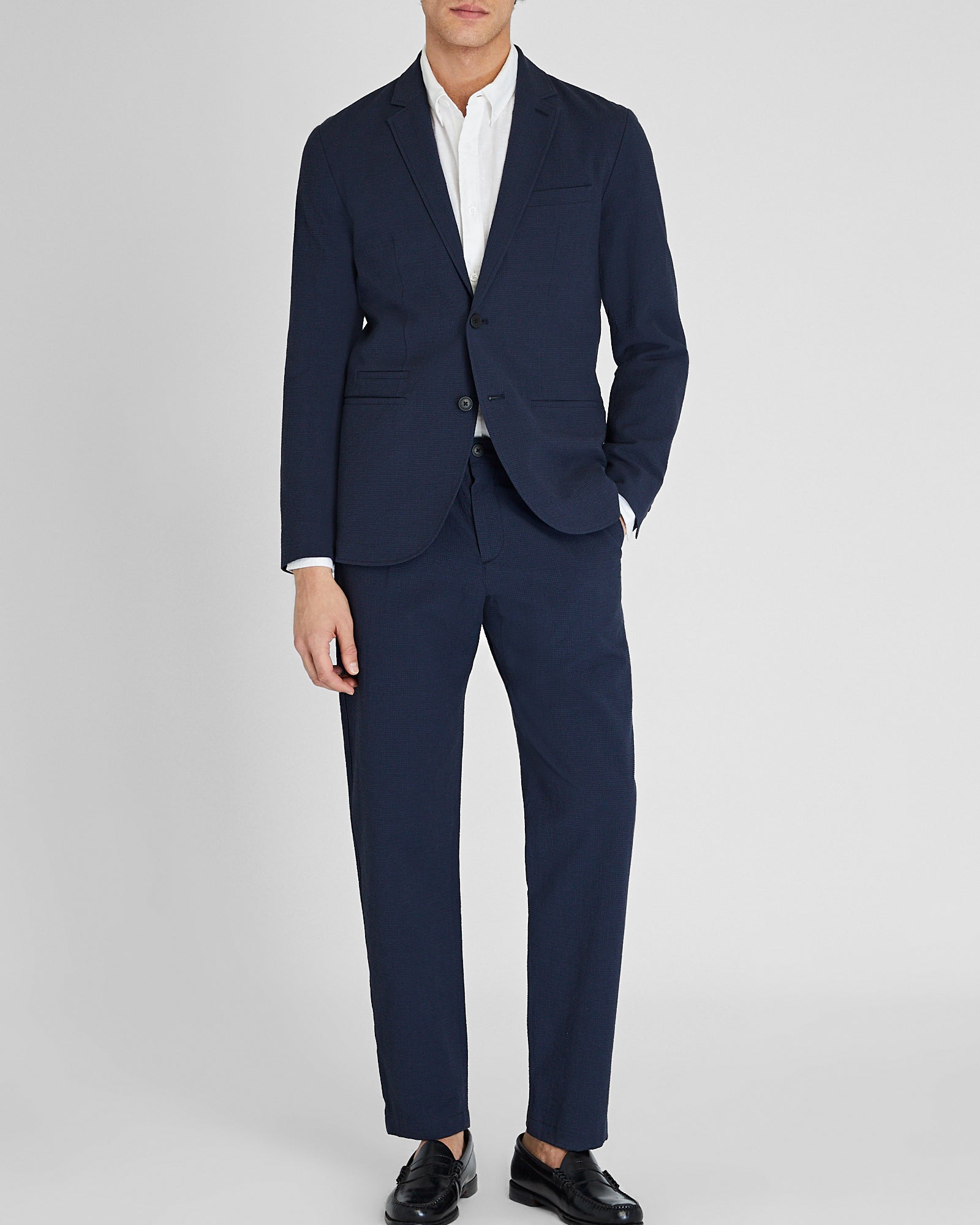 CLUB MONACO - Blazer en seersucker déconstruit - Marine