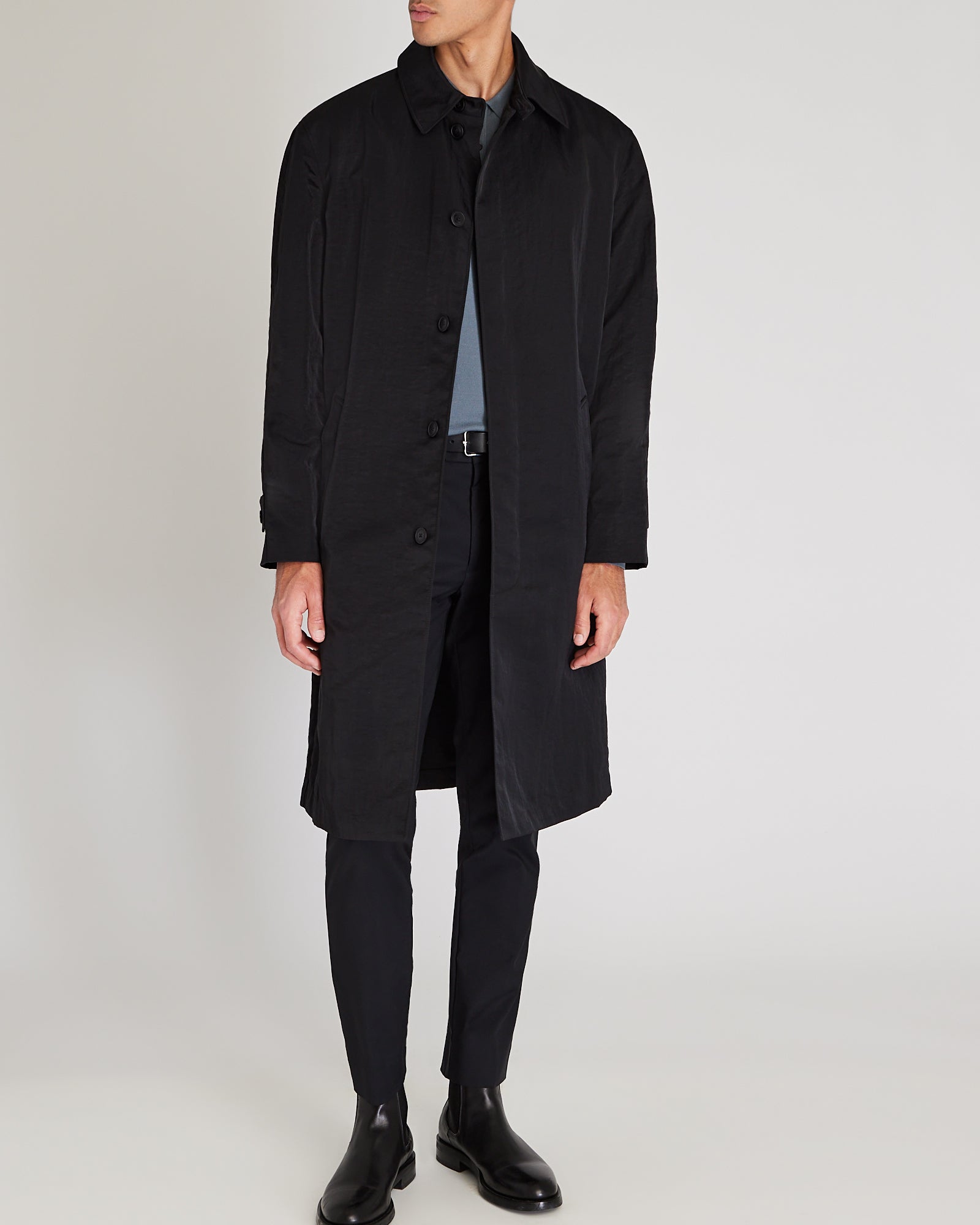 CLUB MONACO - Crinkled Nylon Car Coat - Black