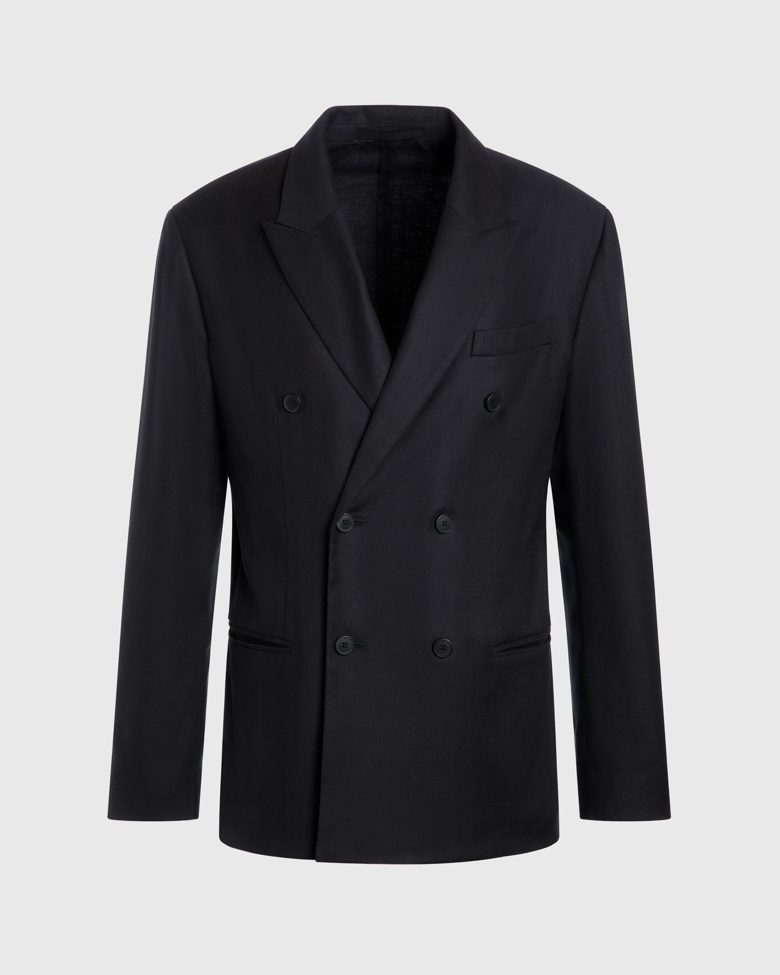CLUB MONACO - Deconstructed Linen Blend Double-Breasted Suit Jacket - Black
