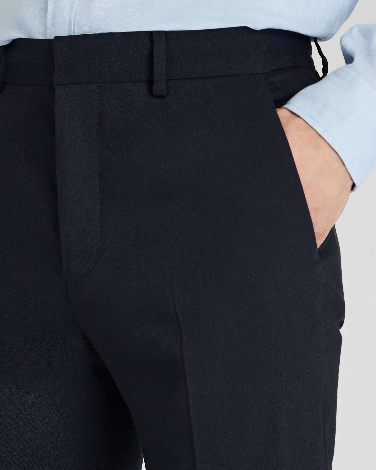 CLUB MONACO - Pantalon de costume extensible en lin - Marine foncé