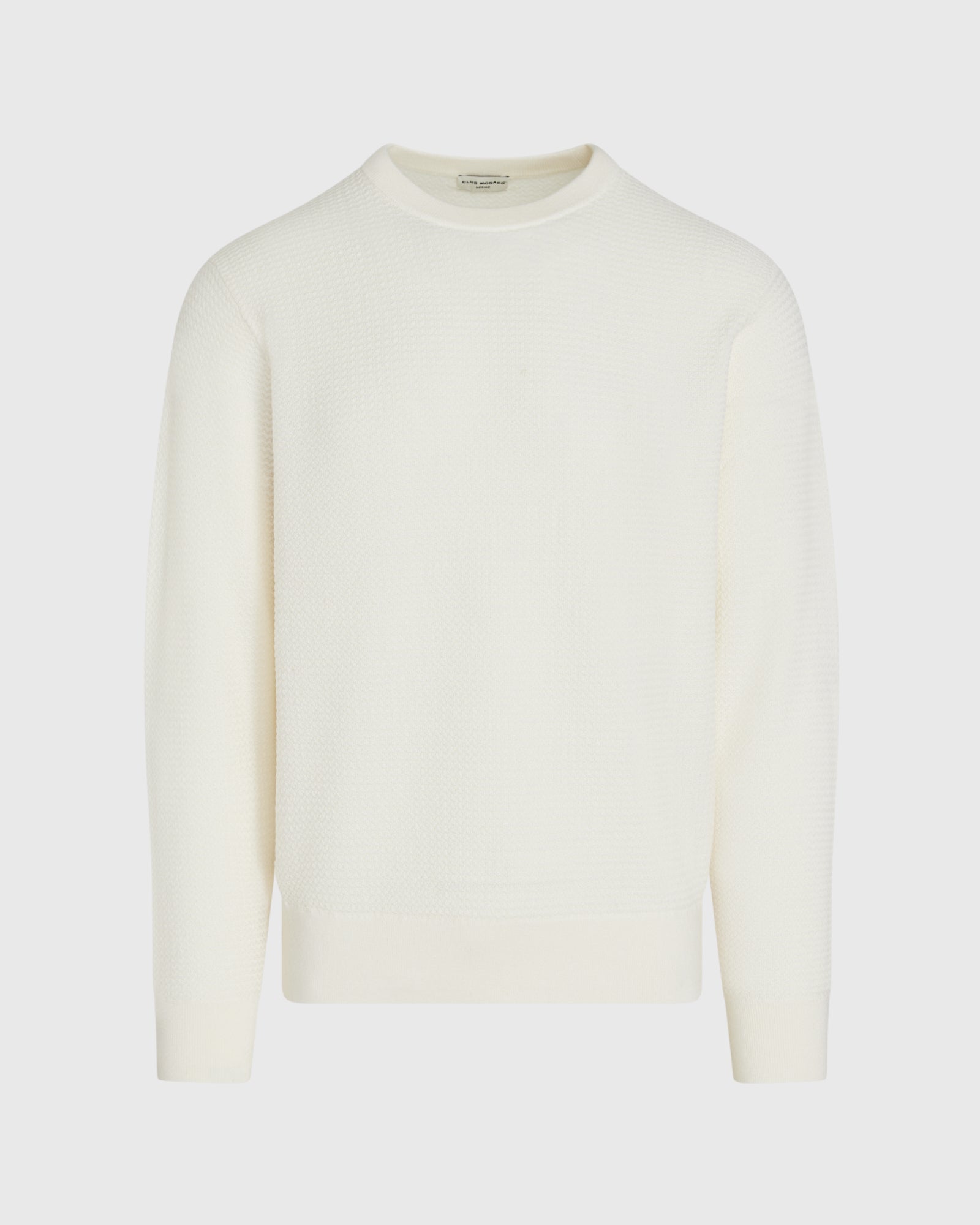 CLUB MONACO - T-shirt ras du cou texturé raffiné à manches longues - Blanc Cassé