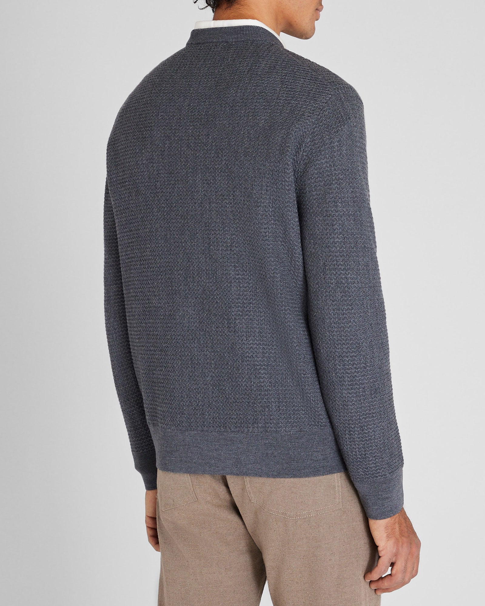 CLUB MONACO - Long-Sleeve Refined Wool Sweater - Dark Grey Mix