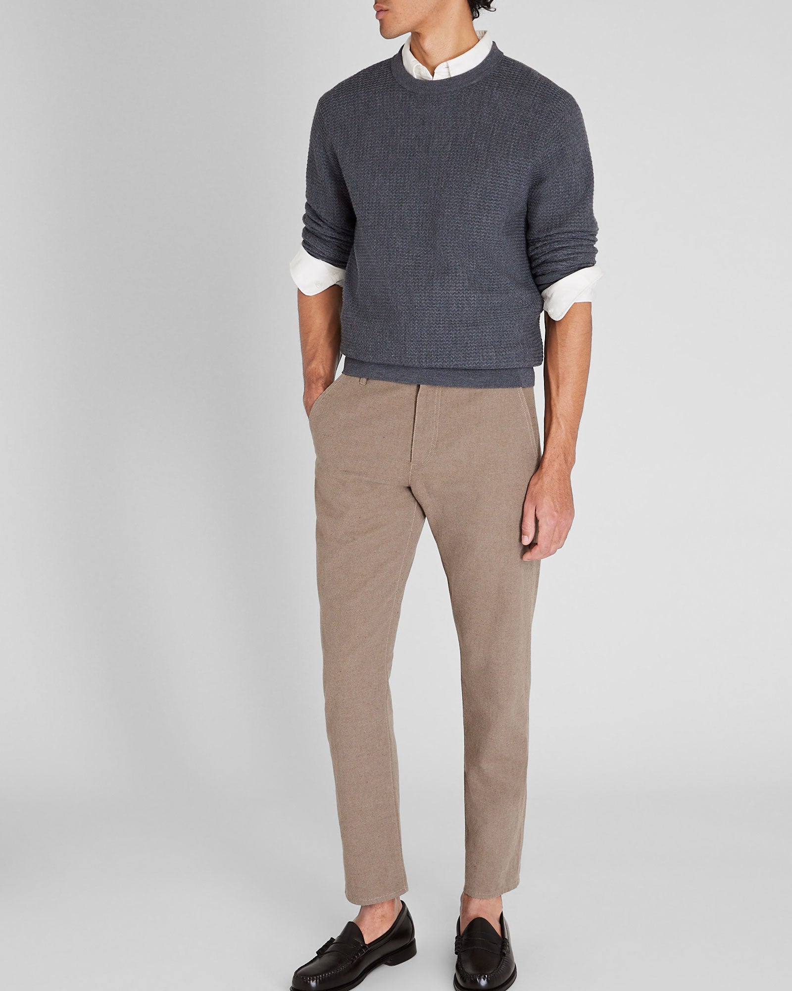 CLUB MONACO - Long-Sleeve Refined Wool Sweater - Dark Grey Mix