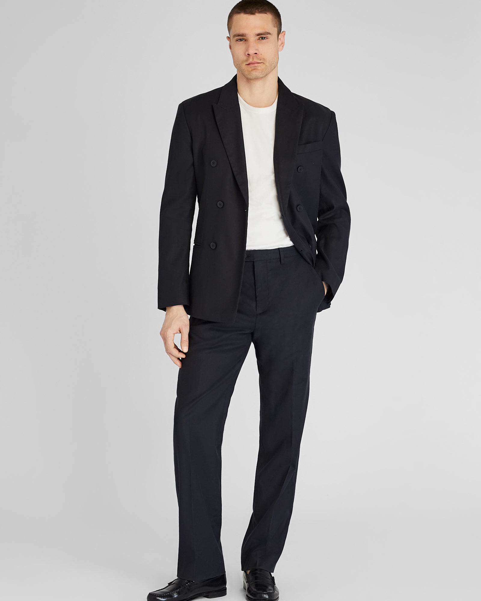 CLUB MONACO - Pantalon de costume en lin à chevrons - Noir