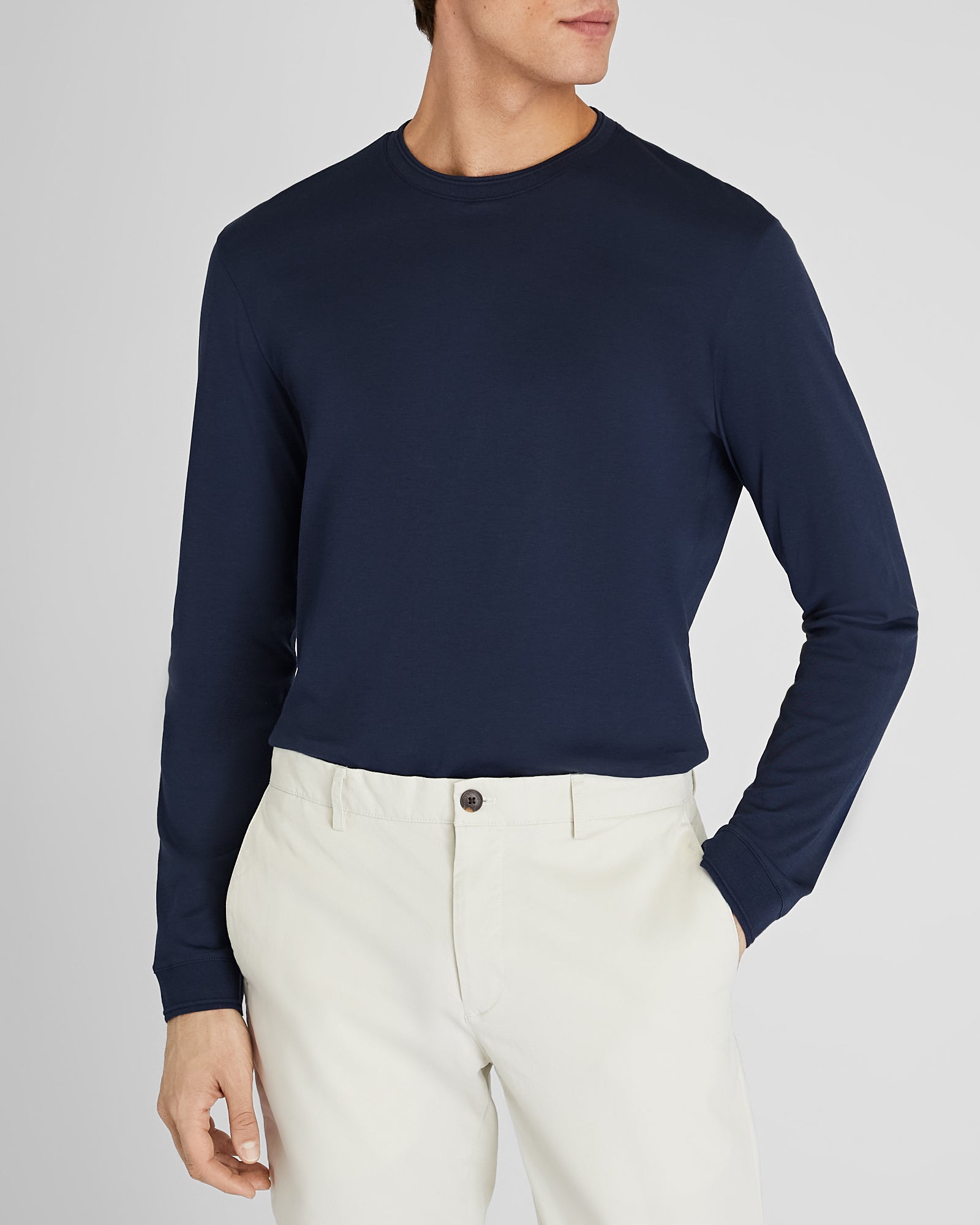 CLUB MONACO - Long-Sleeve Refined Tee - True Navy