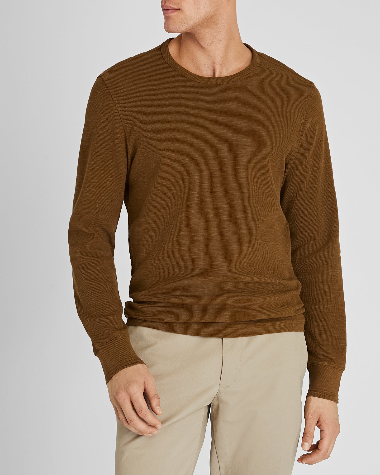 CLUB MONACO - T-shirt à manches longues côtelé flammé - Chêne