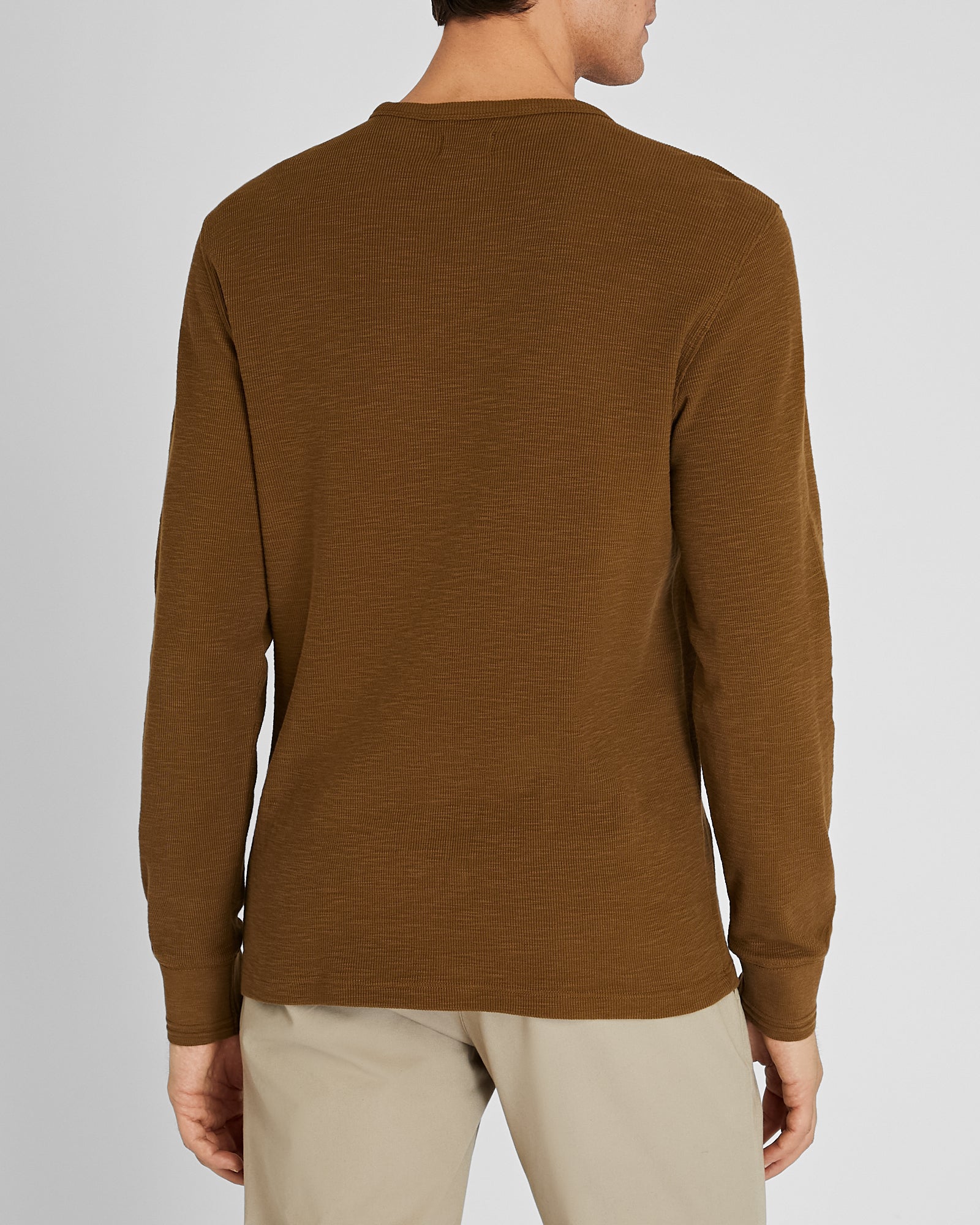 CLUB MONACO - Long-Sleeve Ribbed Slub Tee - Oak