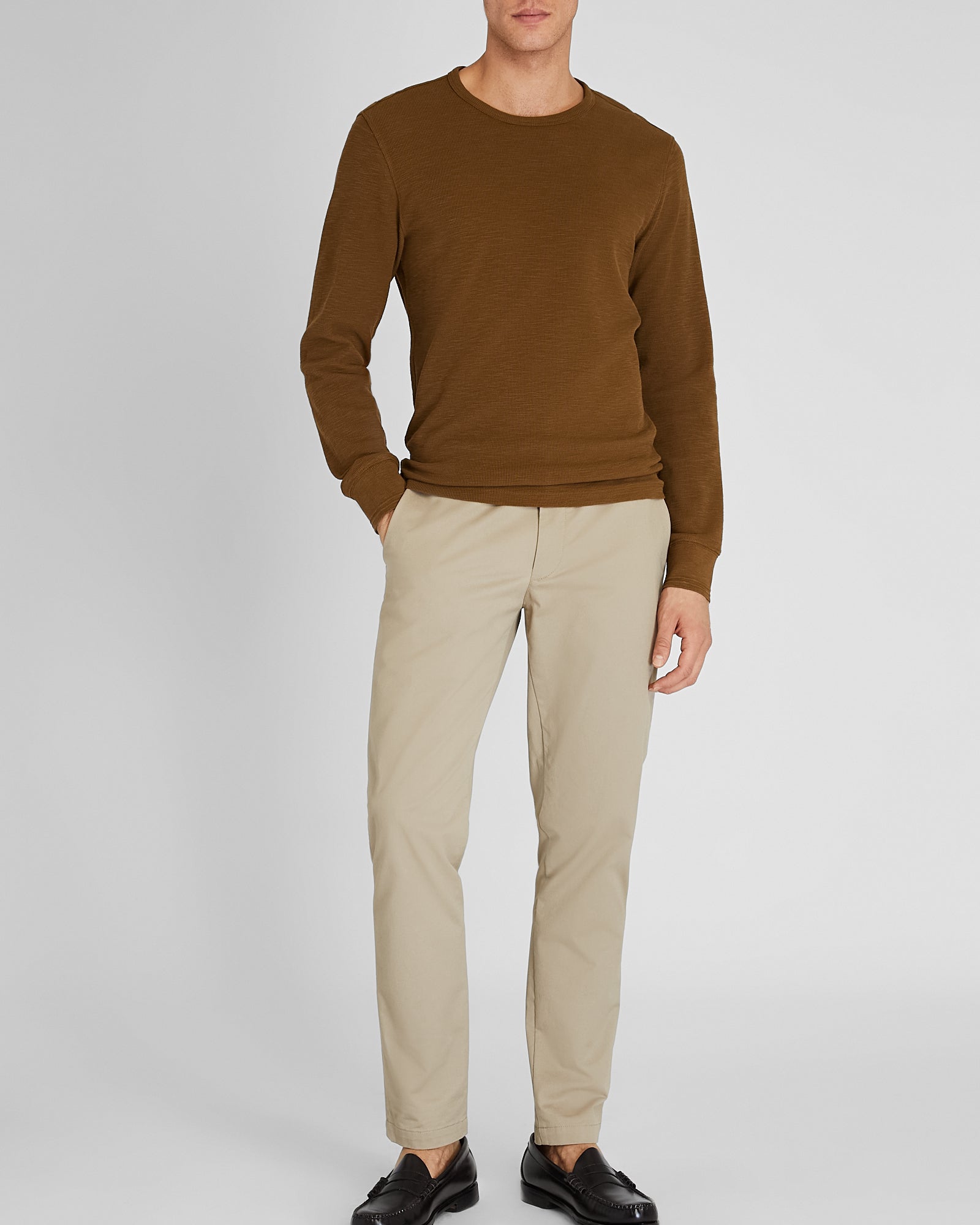 CLUB MONACO - Long-Sleeve Ribbed Slub Tee - Oak