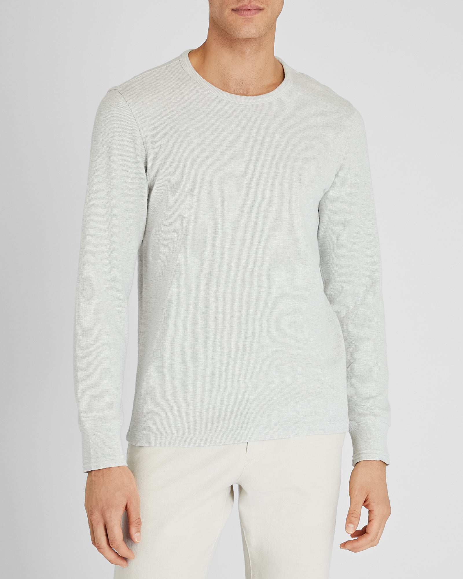 CLUB MONACO - T-shirt à manches longues côtelé flammé - Gris Chiné Clair