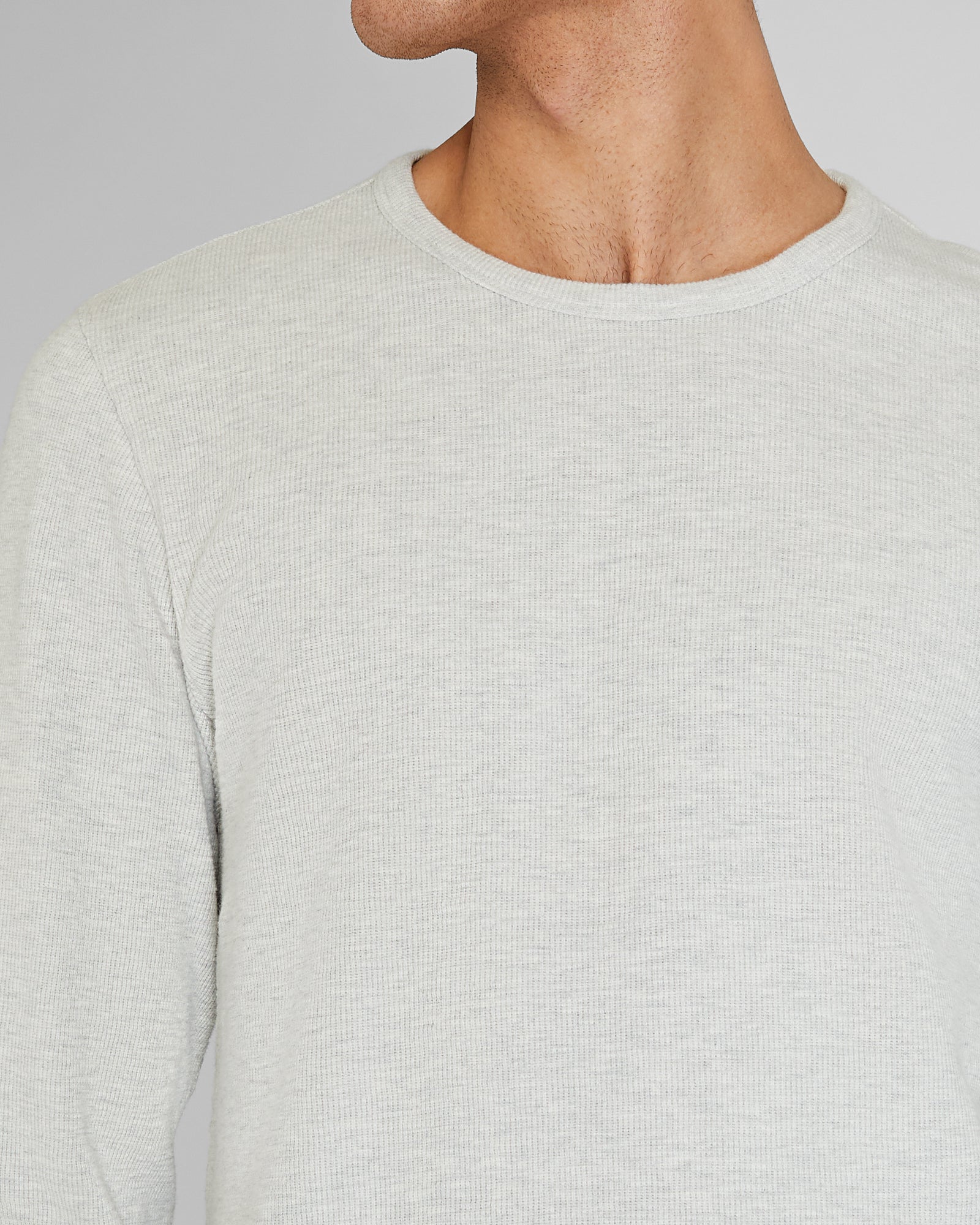 CLUB MONACO - T-shirt à manches longues côtelé flammé - Gris Chiné Clair