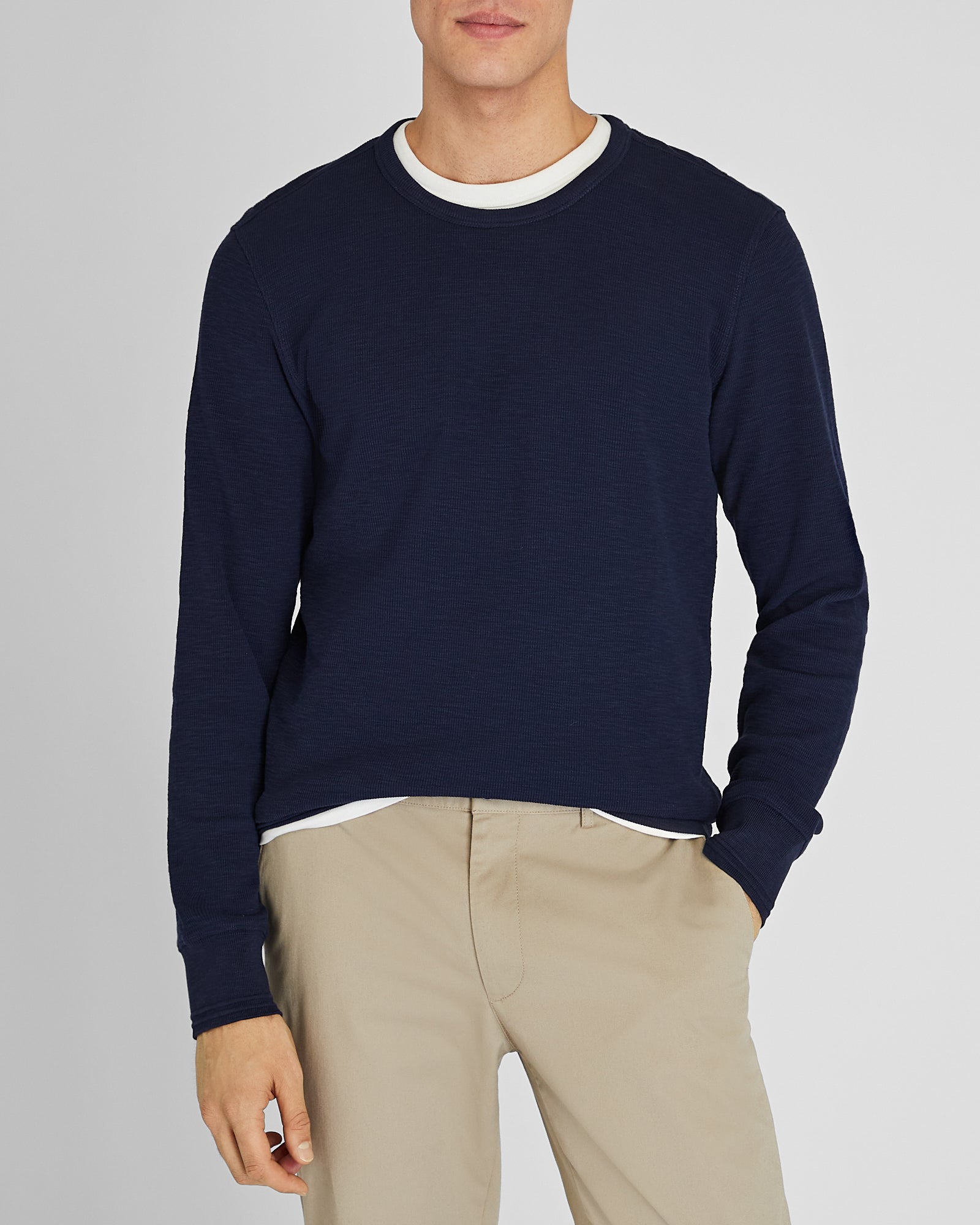 CLUB MONACO - T-shirt à manches longues côtelé flammé - Bleu