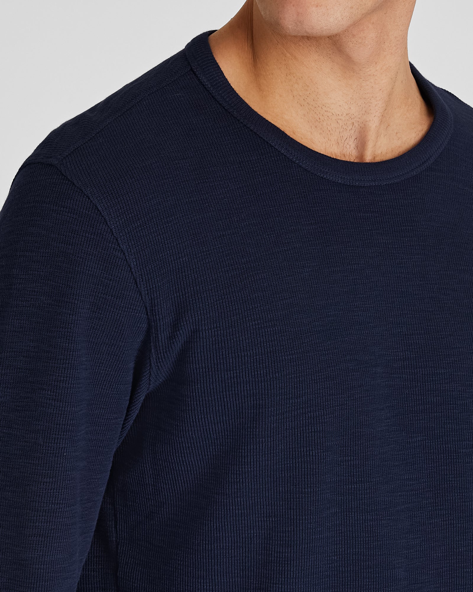 CLUB MONACO - T-shirt à manches longues côtelé flammé - Bleu