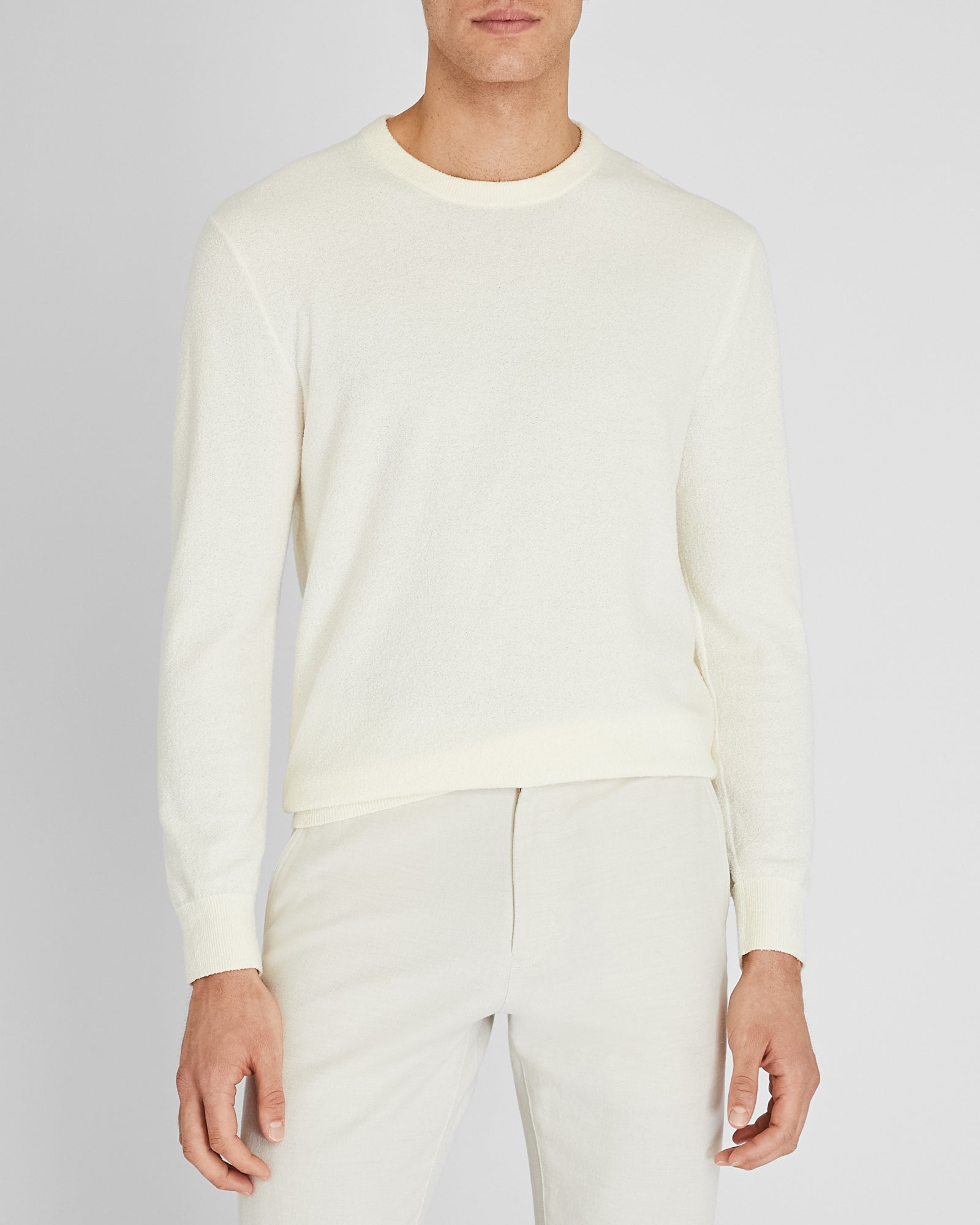 CLUB MONACO - Pull en micro bouclé à manches longues - Crème